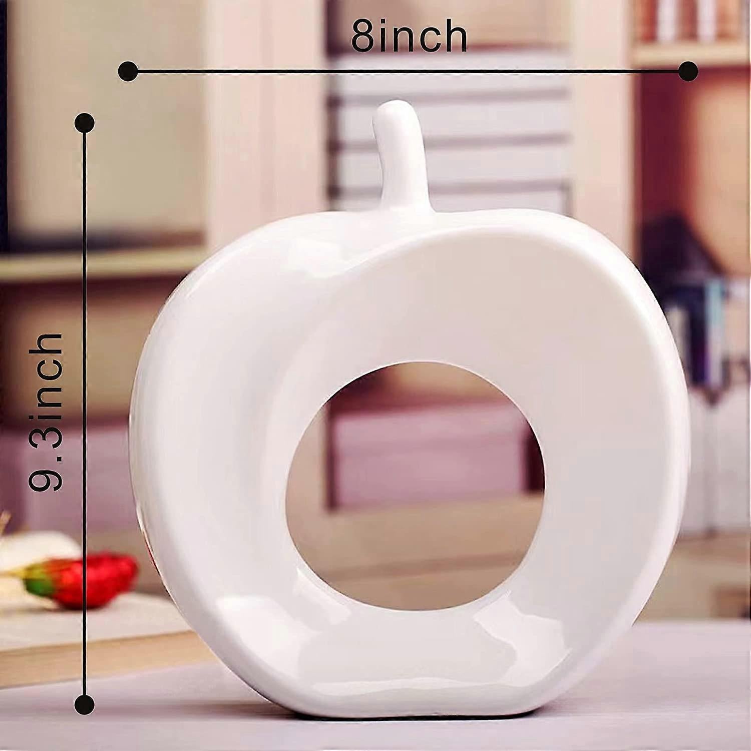 White Ceramic Apple Decoration Modern Apple Statue Home Bookshelf Accent