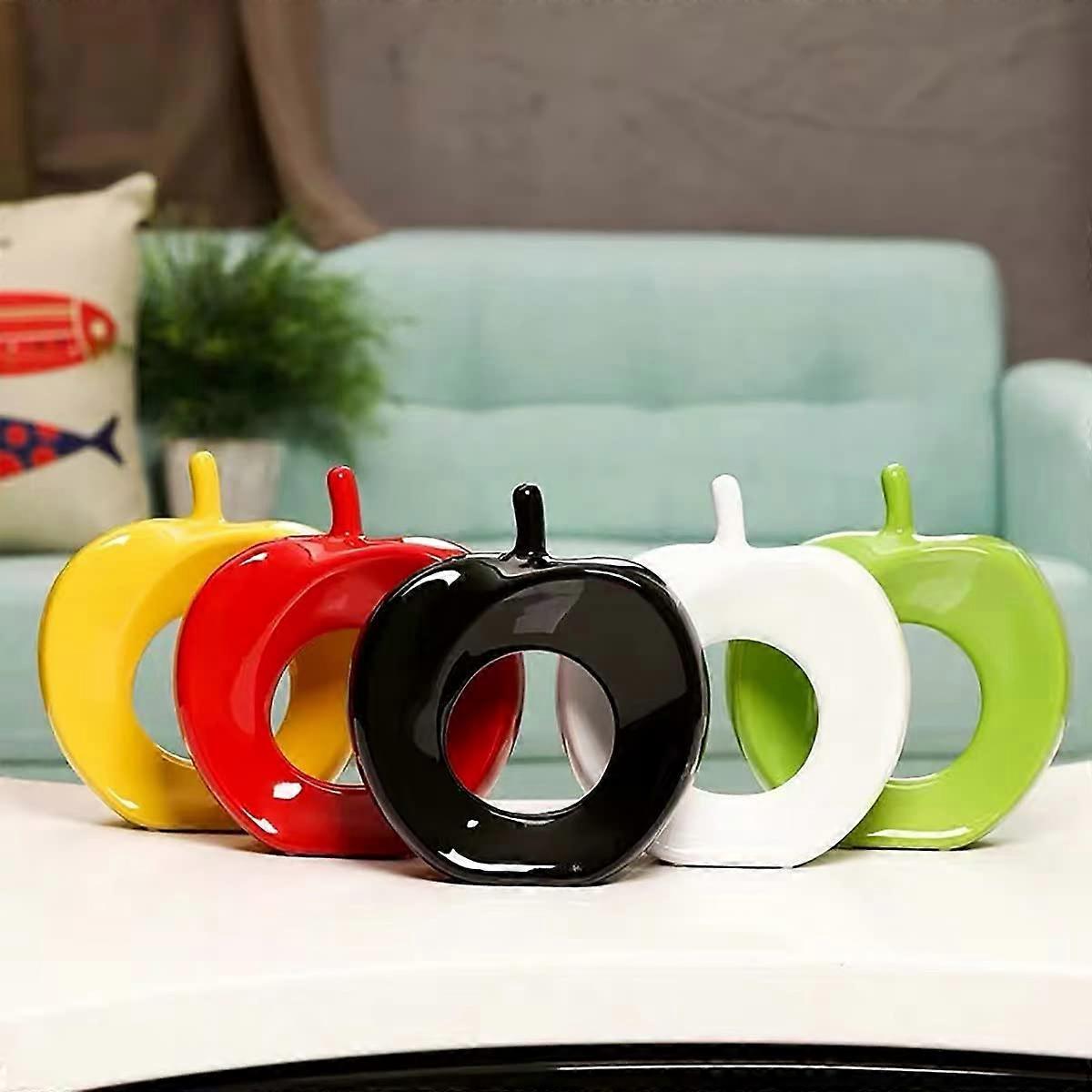 White Ceramic Apple Decoration Modern Apple Statue Home Bookshelf Accent