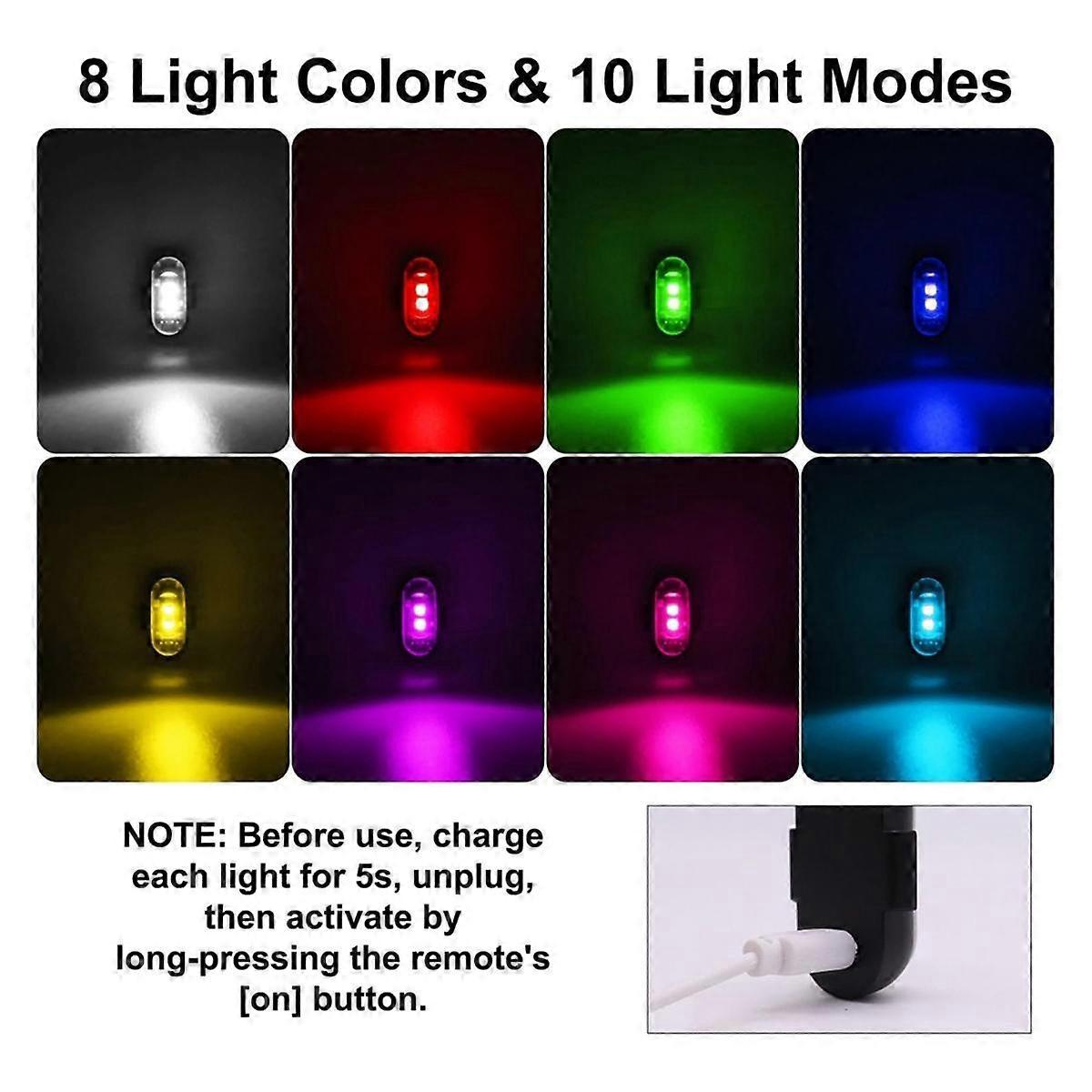 Wireless LED Strobe Lights 4PCS with Remote, 8 Colors USB Rechargeable Waterproof