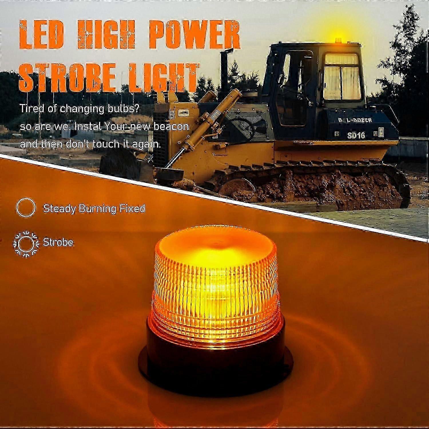 Rechargeable LED Strobe Light, 12V-24V Orange Emergency Warning Beacon
