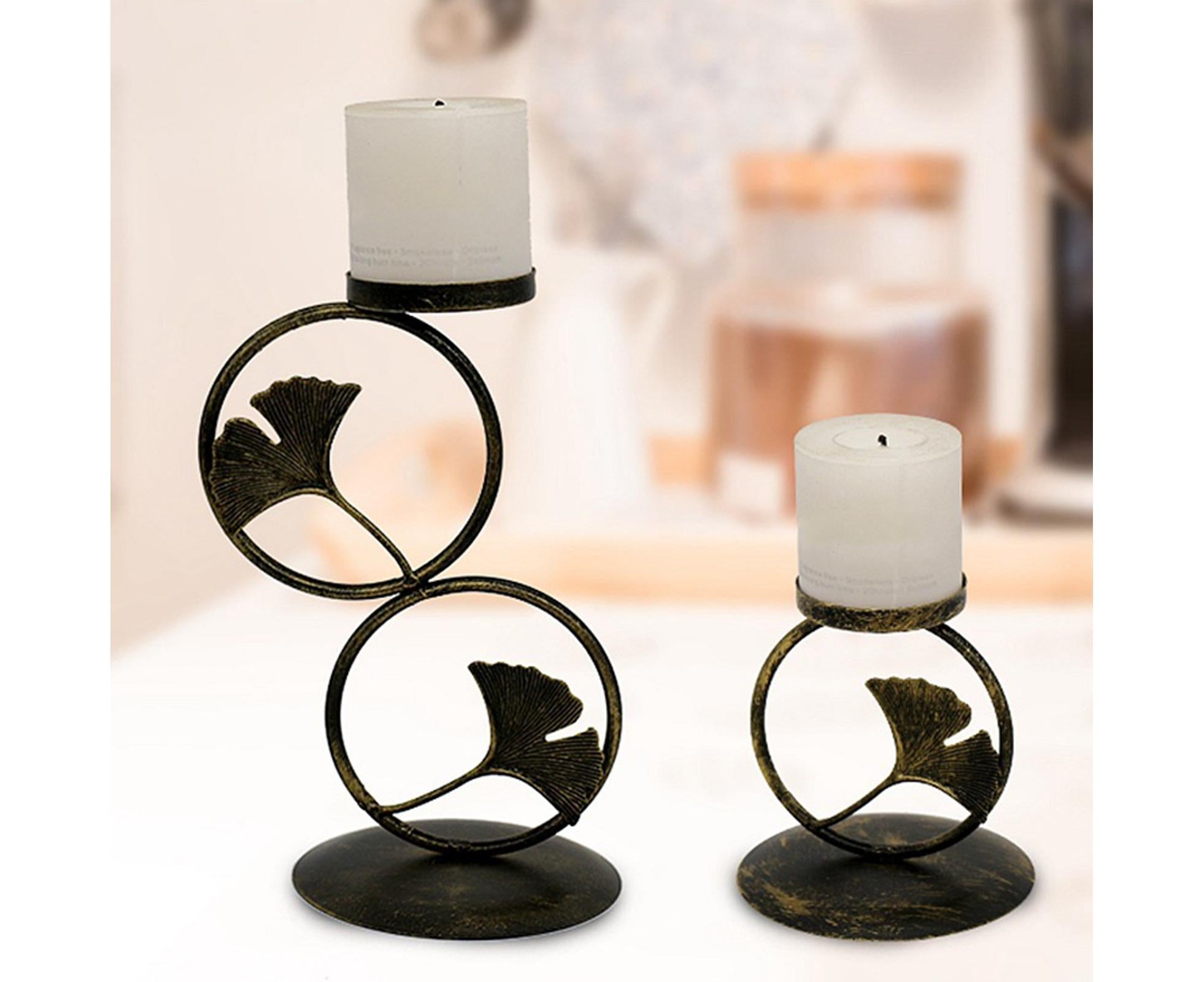 Nordic Retro Golden Candlestick Candle Holder Romantic Wedding Props Ornaments-Black L