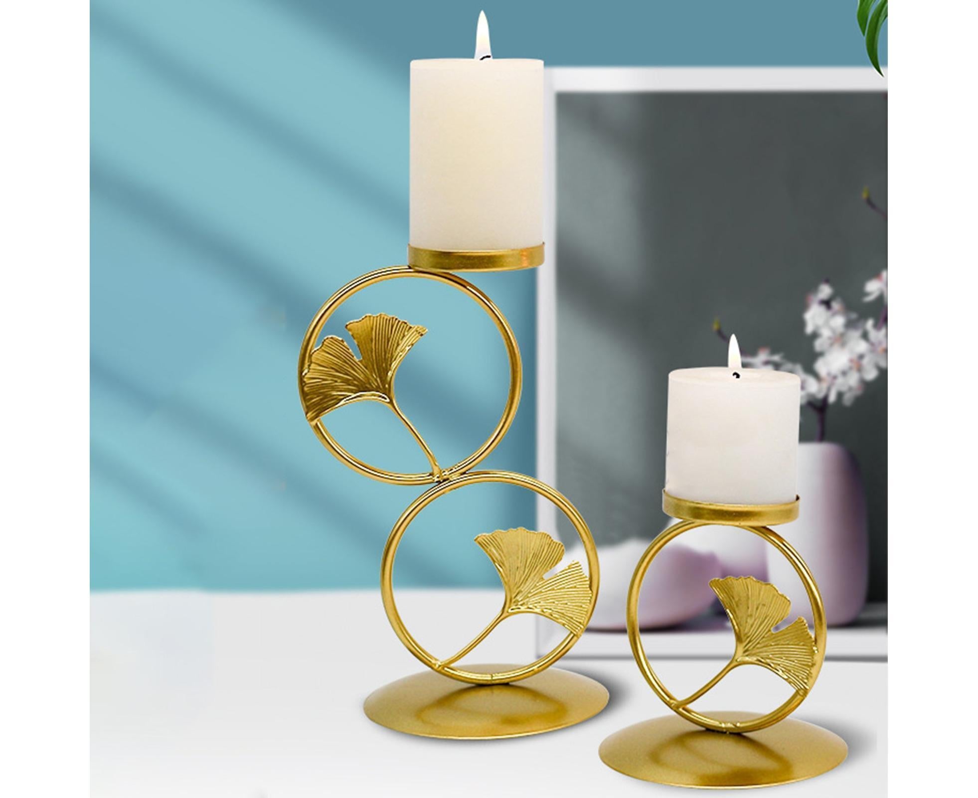 Nordic Retro Golden Candlestick Candle Holder Romantic Wedding Props Ornaments-Black L