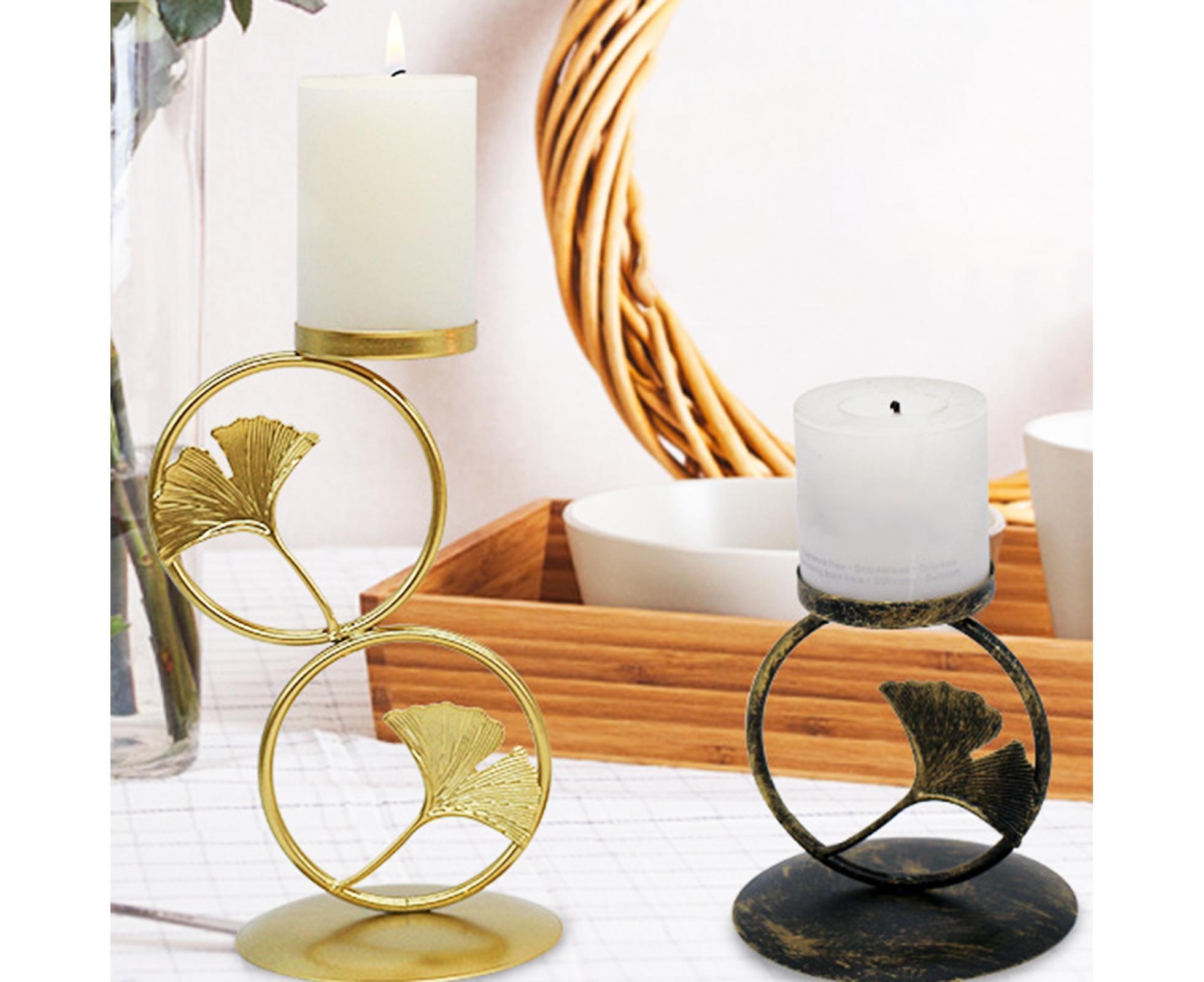 Nordic Retro Golden Candlestick Candle Holder Romantic Wedding Props Ornaments-Black L