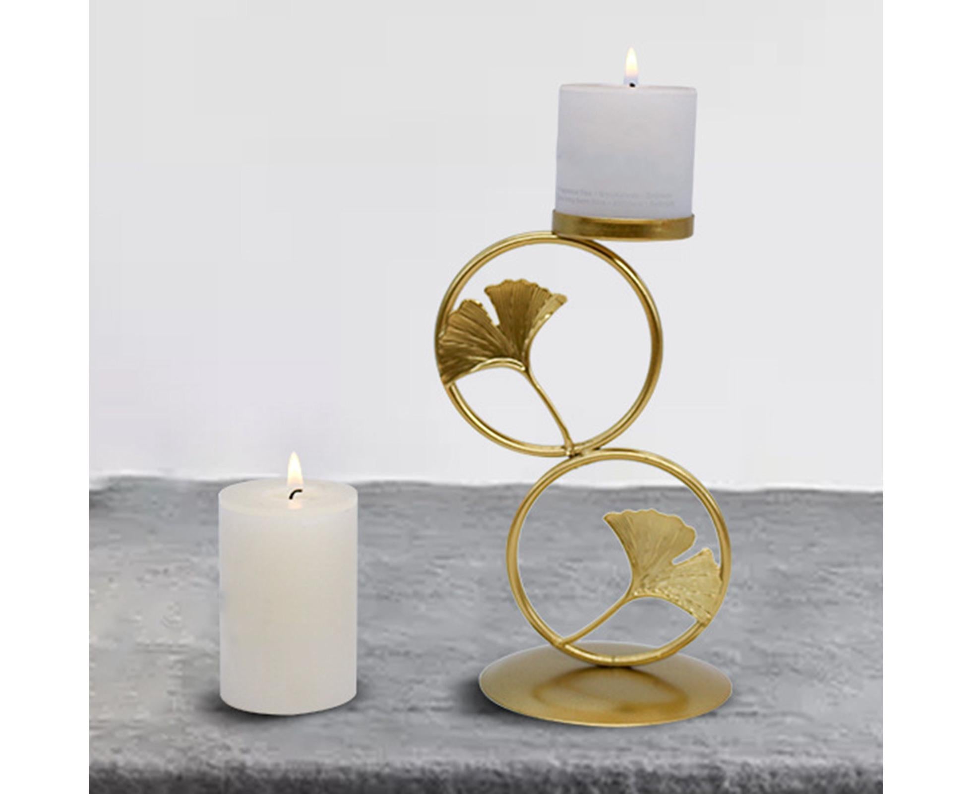 Nordic Retro Golden Candlestick Candle Holder Romantic Wedding Props Ornaments-Black L