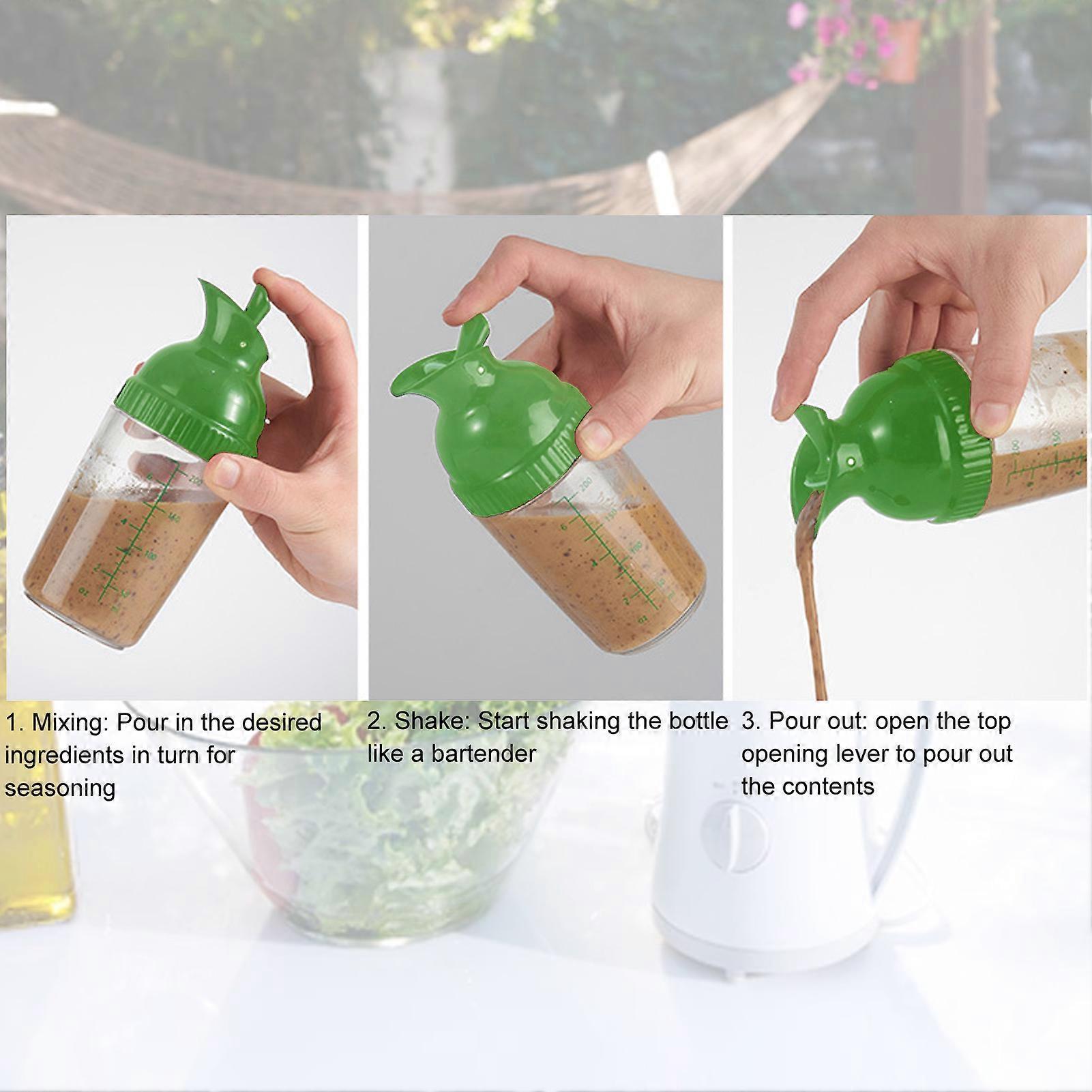 200ml Salad Dressing Shaker BPA Free Leakproof Jar with Lid Green