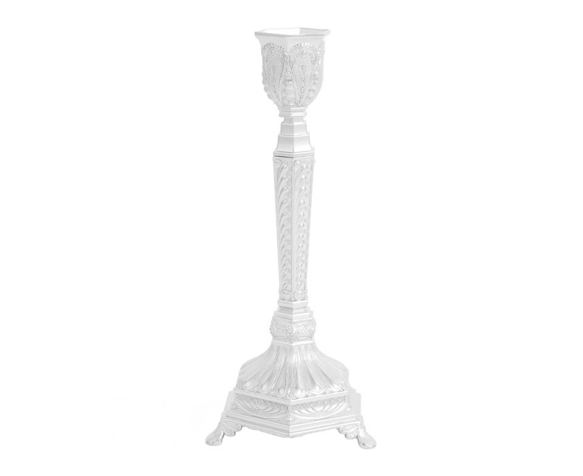 Glossy Candlestick Holder-Silver Short