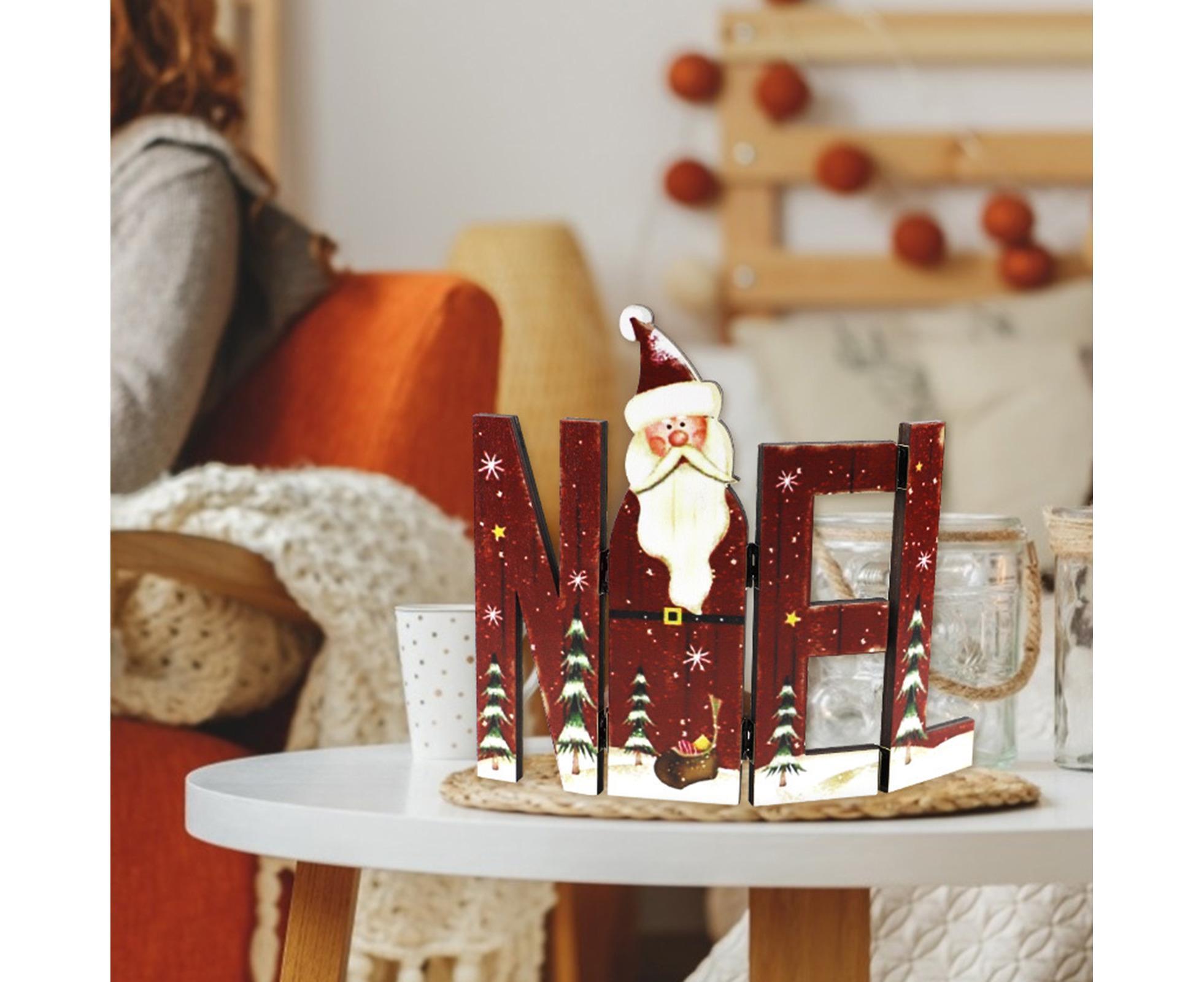Foldable Eye-catching Christmas Ornament Wood Creative Cute Xmas Ornament for Decoration-Red