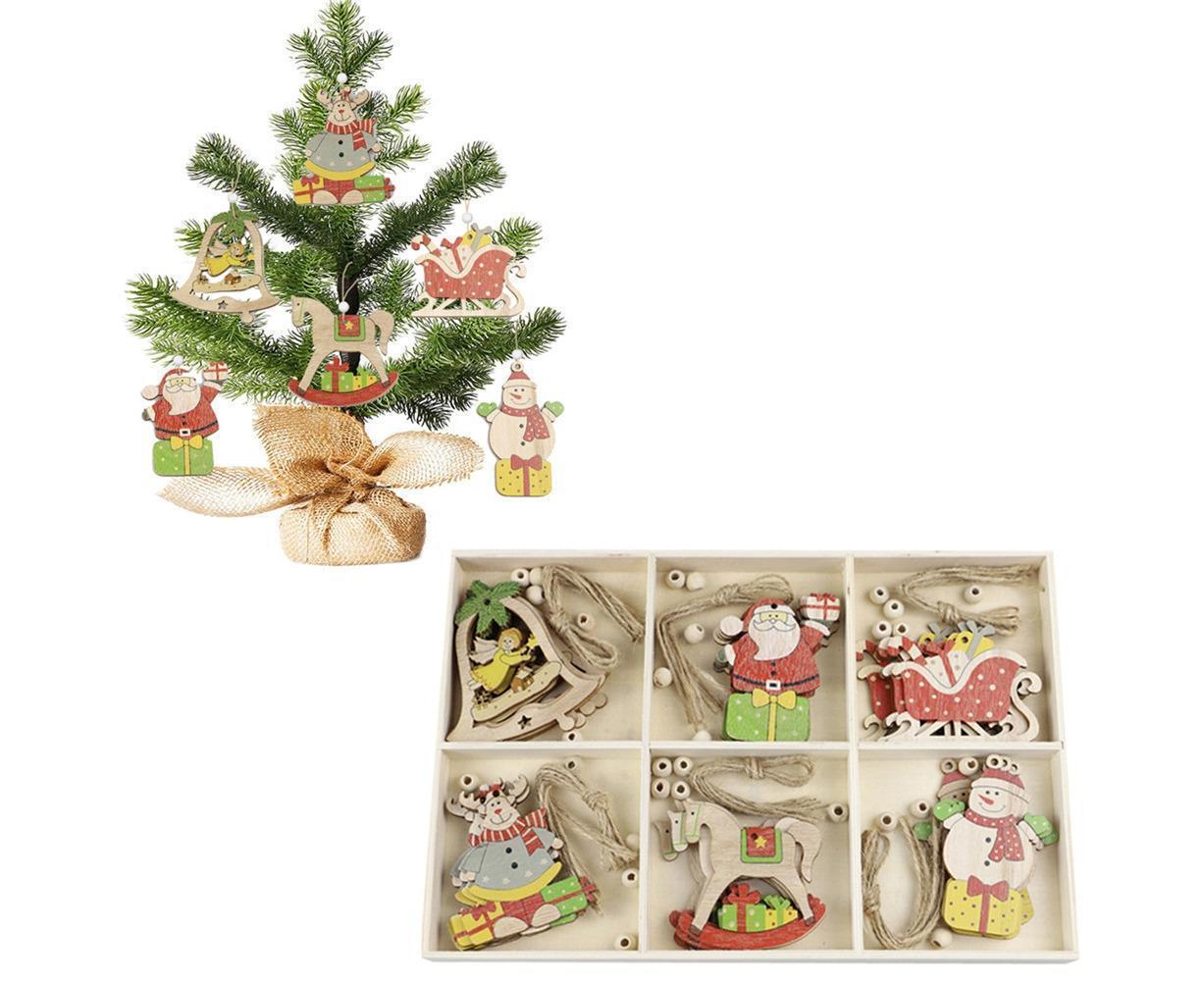 Hanging Wooden Elk Snow Christmas Pendants Ornament Xmas Tree Party Decoration-A
