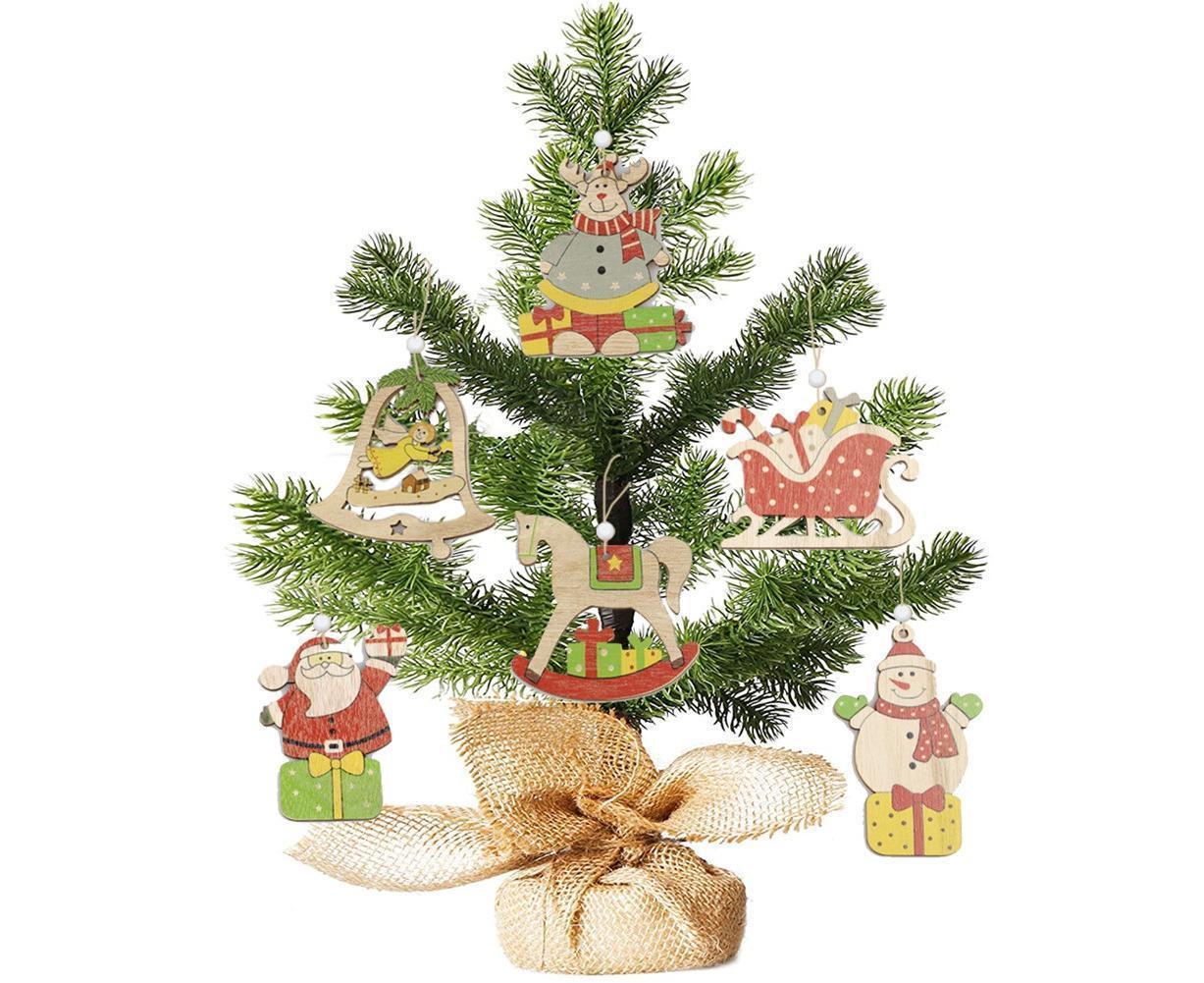 Hanging Wooden Elk Snow Christmas Pendants Ornament Xmas Tree Party Decoration-A