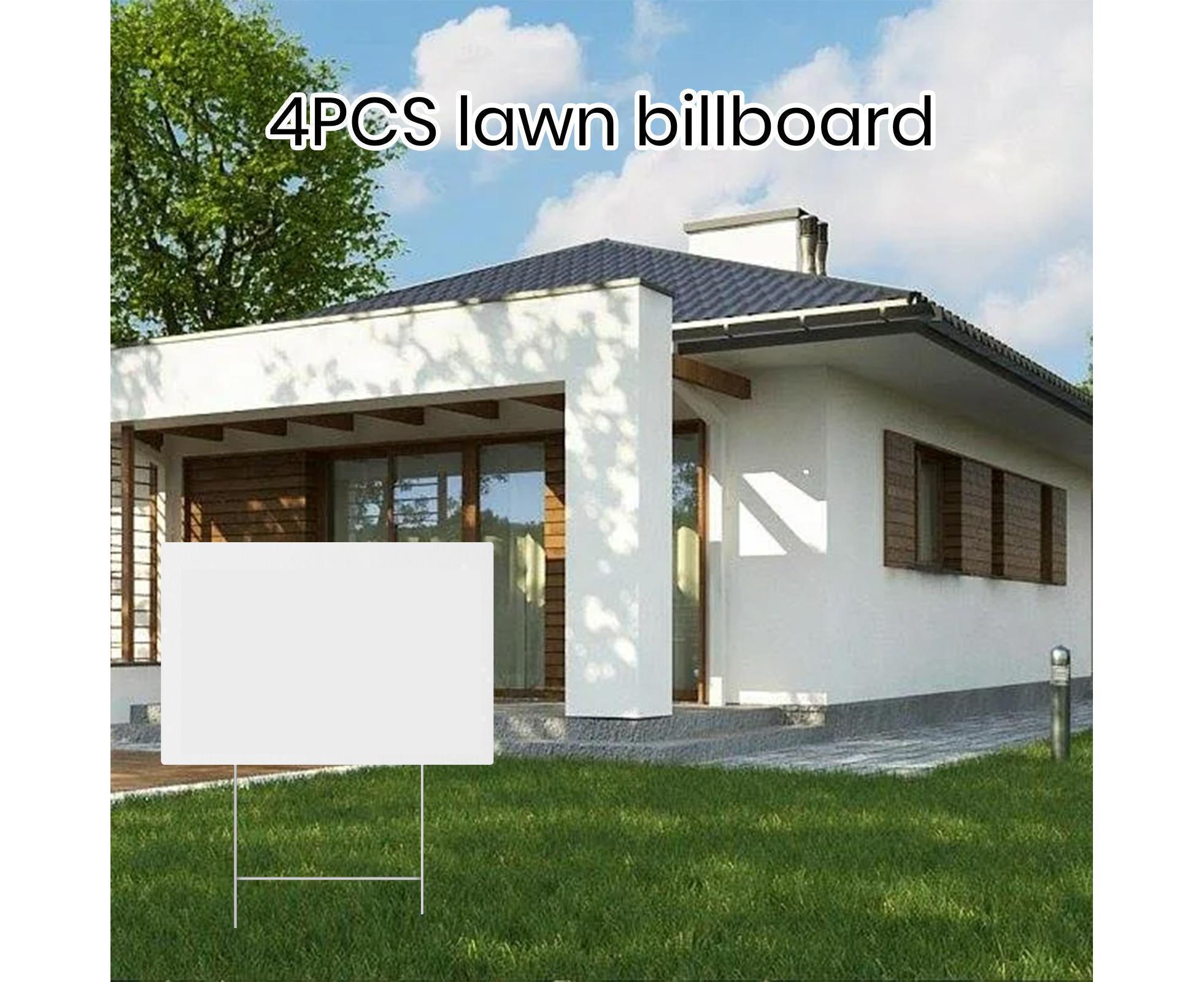 4Pcs Blank Yard Signs with H Stakes - 4pcs