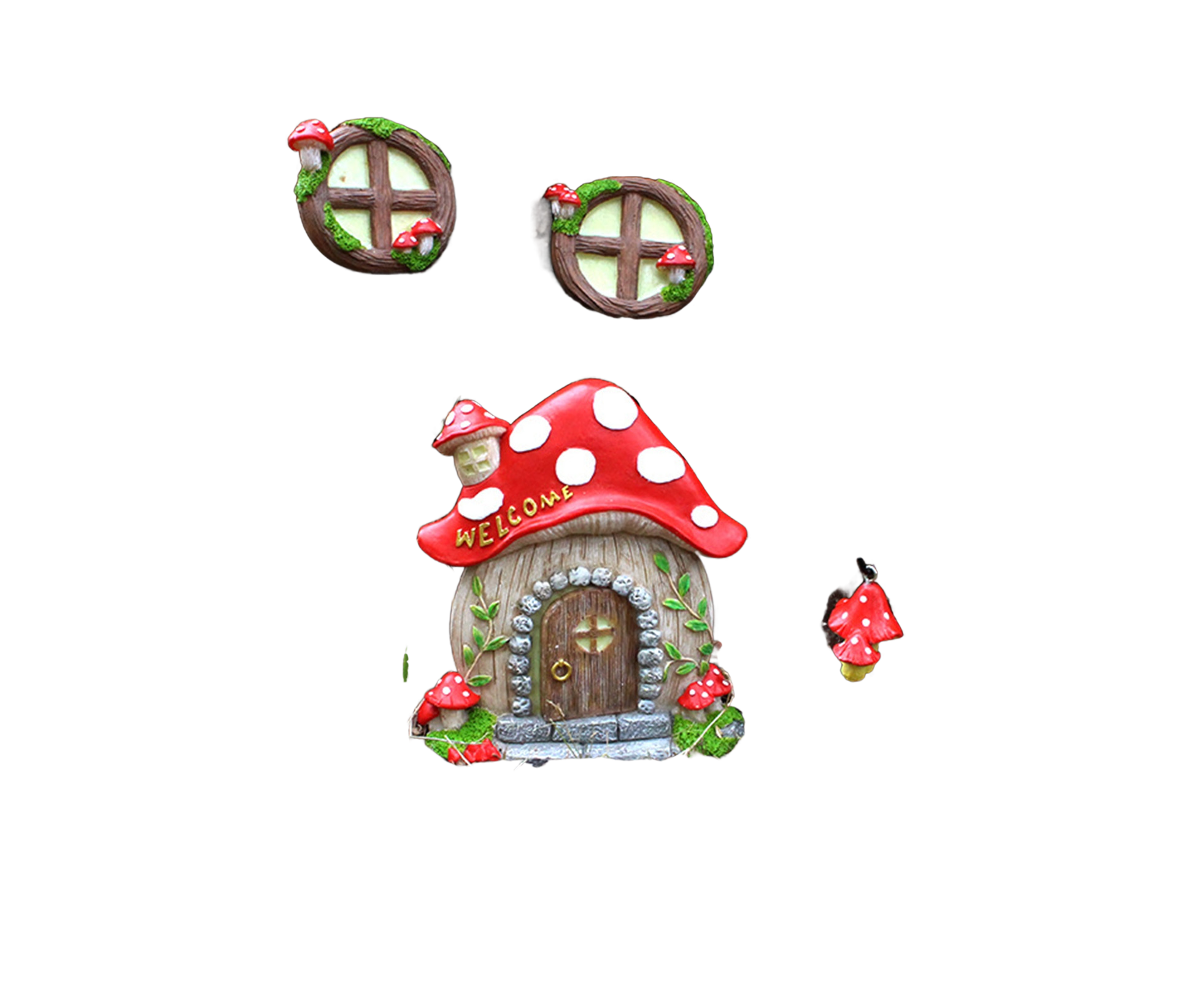 Mushroom House Door Luminous Garden Ornament - Multicolor