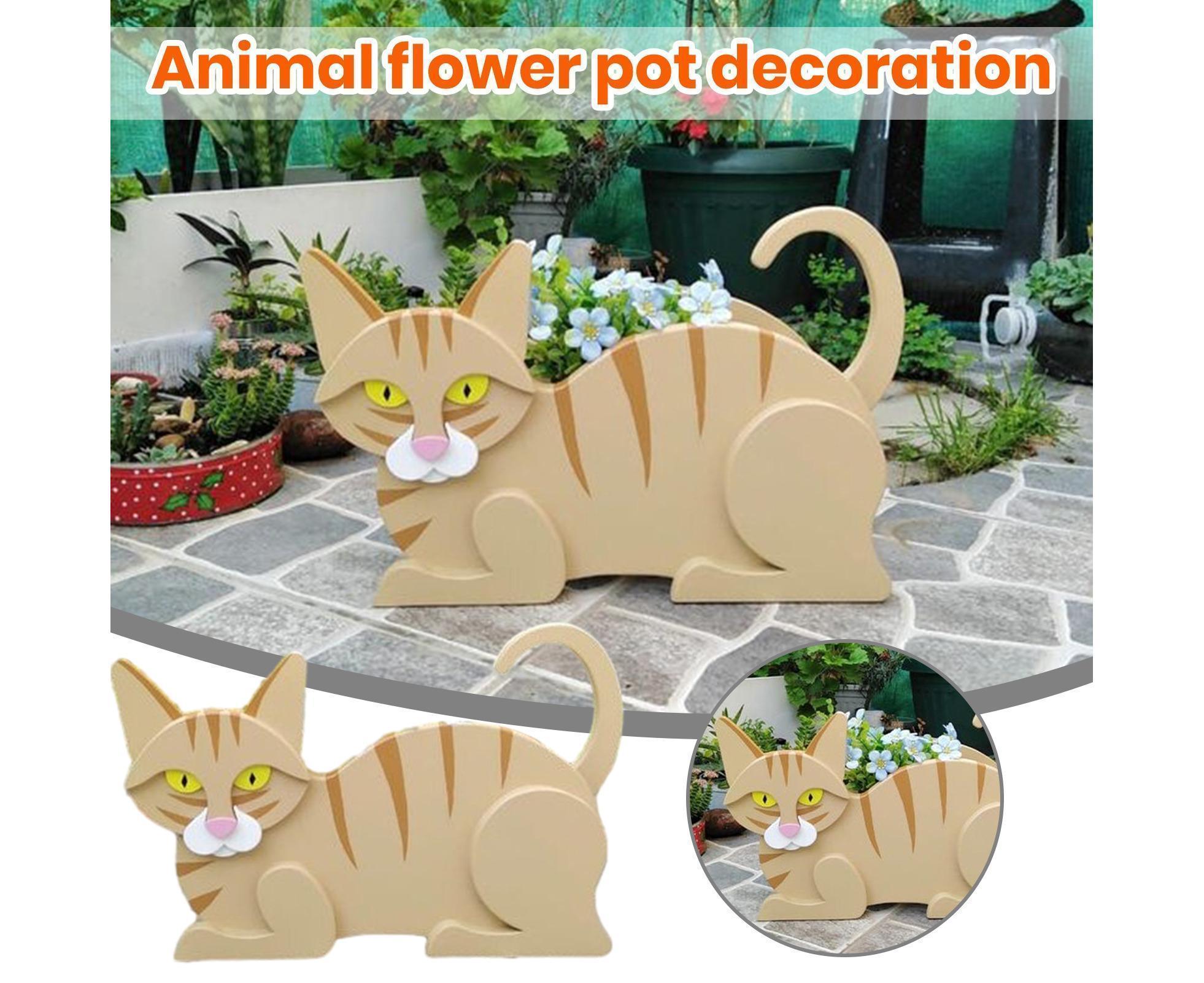 Flower Pot Cat Shape Garden Decoration - F