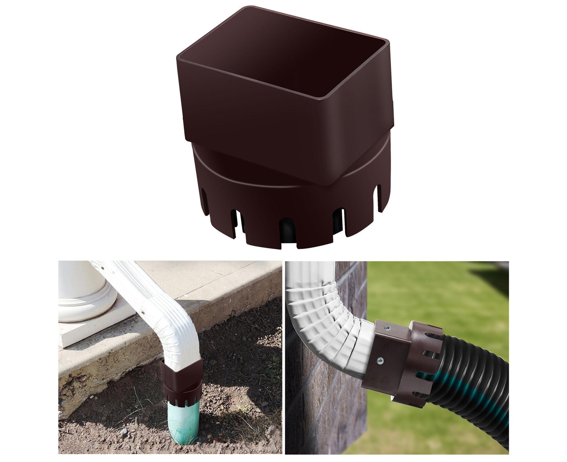 Downspout Adapter Rain Gutter Extender - Brown M