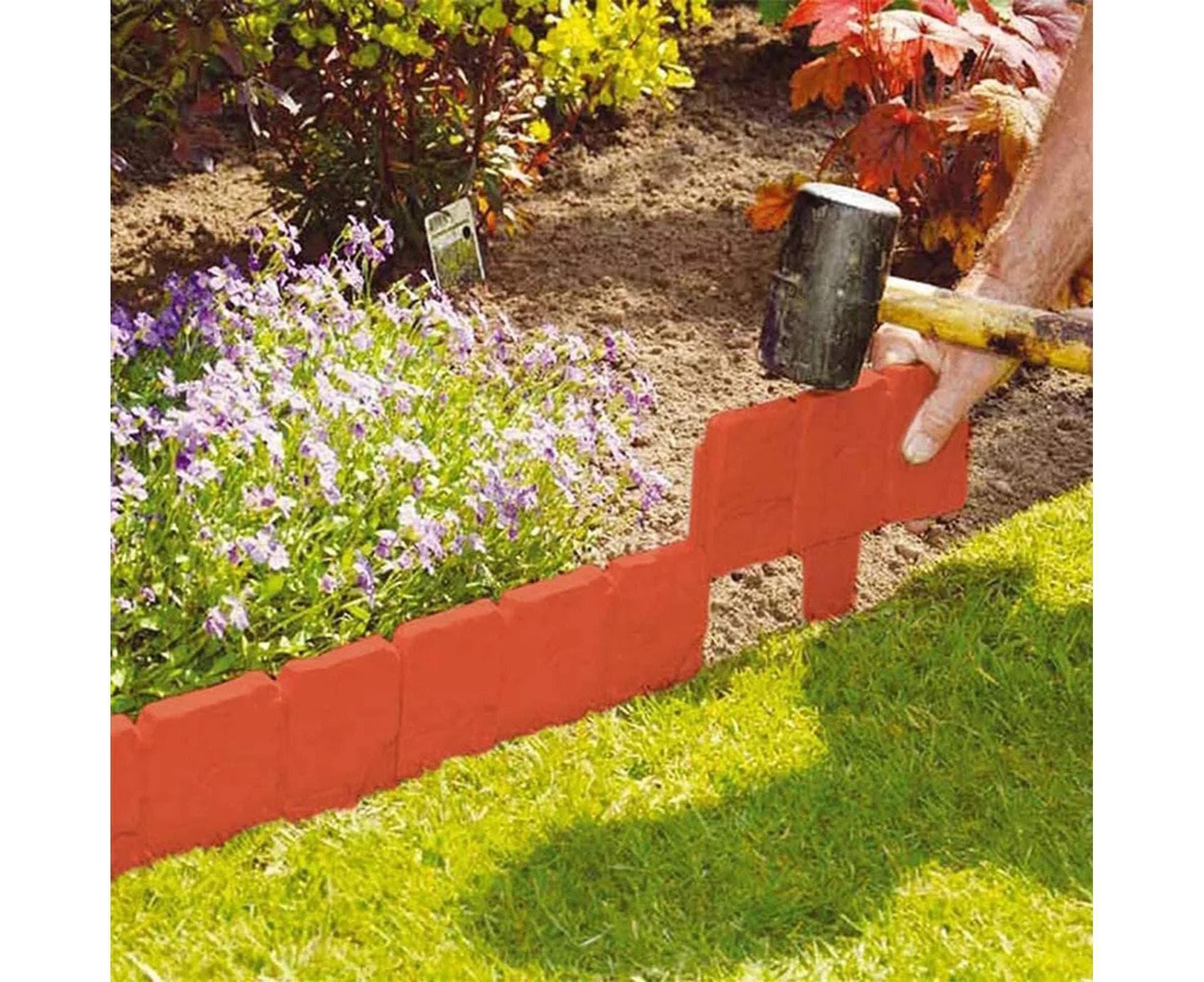 10pcs Garden Edging Border Faux Stone - Brown