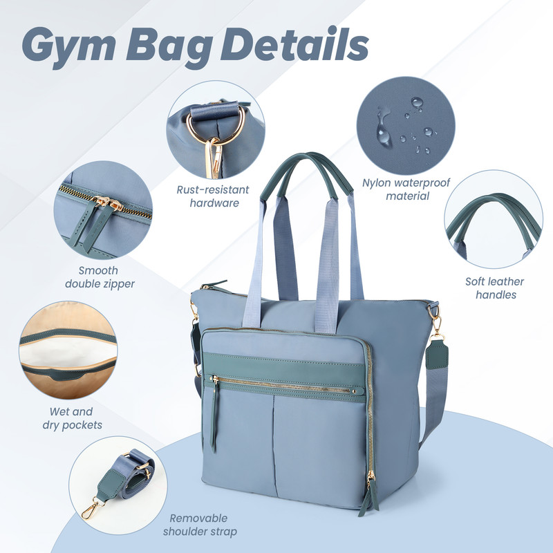 Travel Bag - Women's Travel Bag - Sports & Fitness Bag - Yoga Bag - Sports Bag - Carry-On Luggage - Waterproof & Durable - 40x21x34 cm - Dry/Wet Separation Luggage - Weekend Bag - sky blue