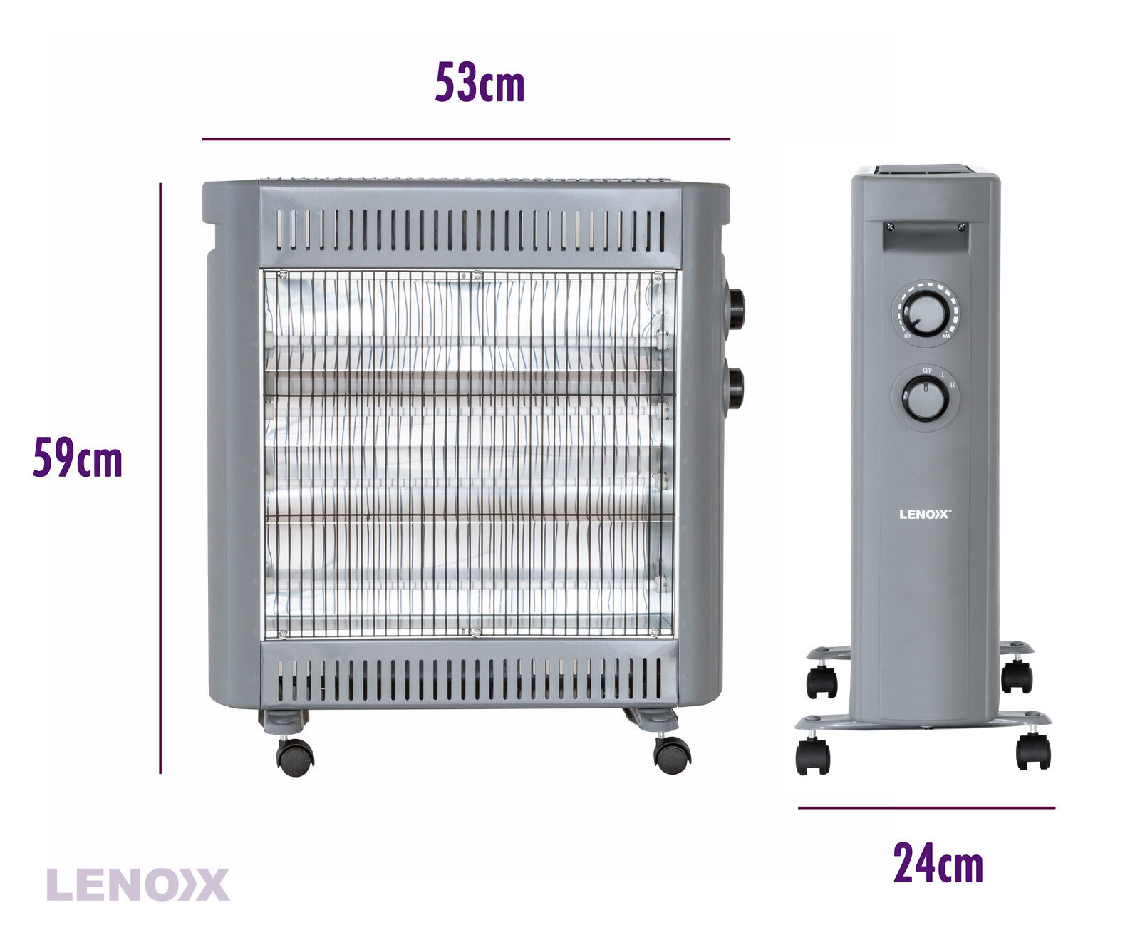 2200W Quartz Infrared Radiant Heater with Adjustable Thermostat and 2 Power Settings