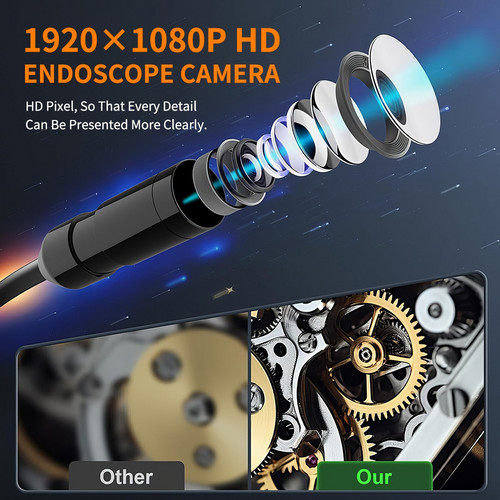 5M 8mm Lens Industrial Endoscope 1080P Digital Borescope Inspection Camera LED Lamp