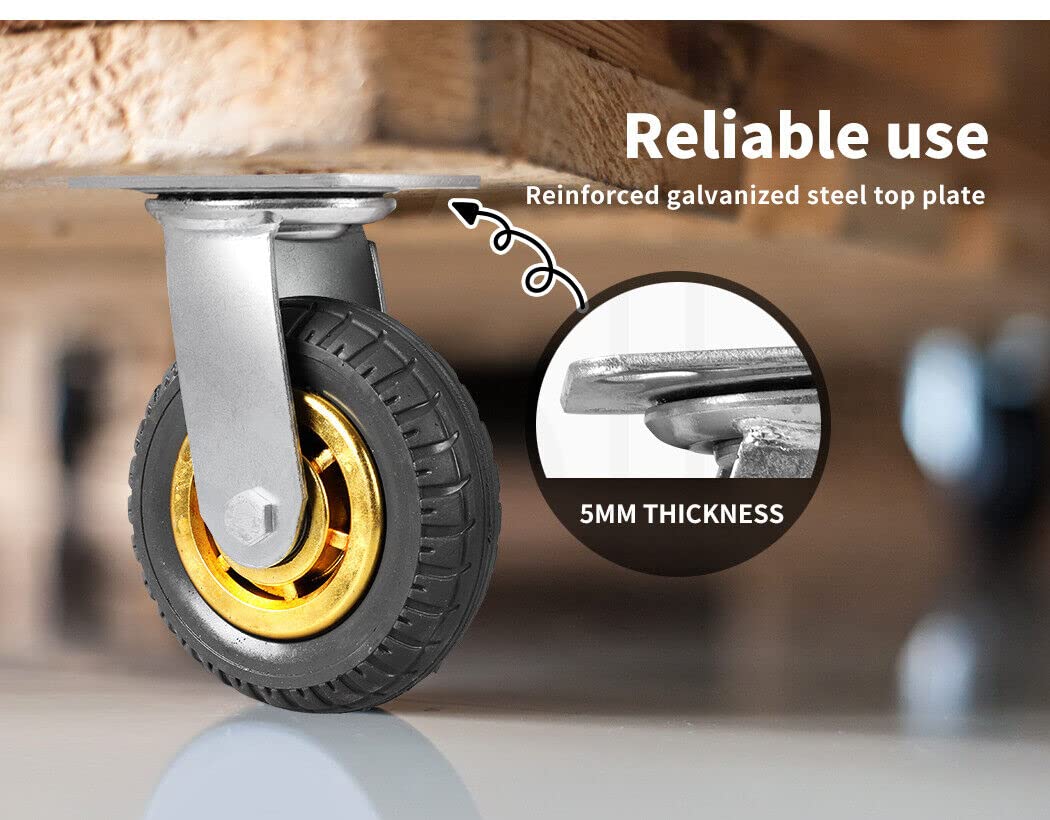 4X 6" / 150mm Heavy Duty Swivel Caster Wheels Castor 1000KG Load,2 with Brakes
