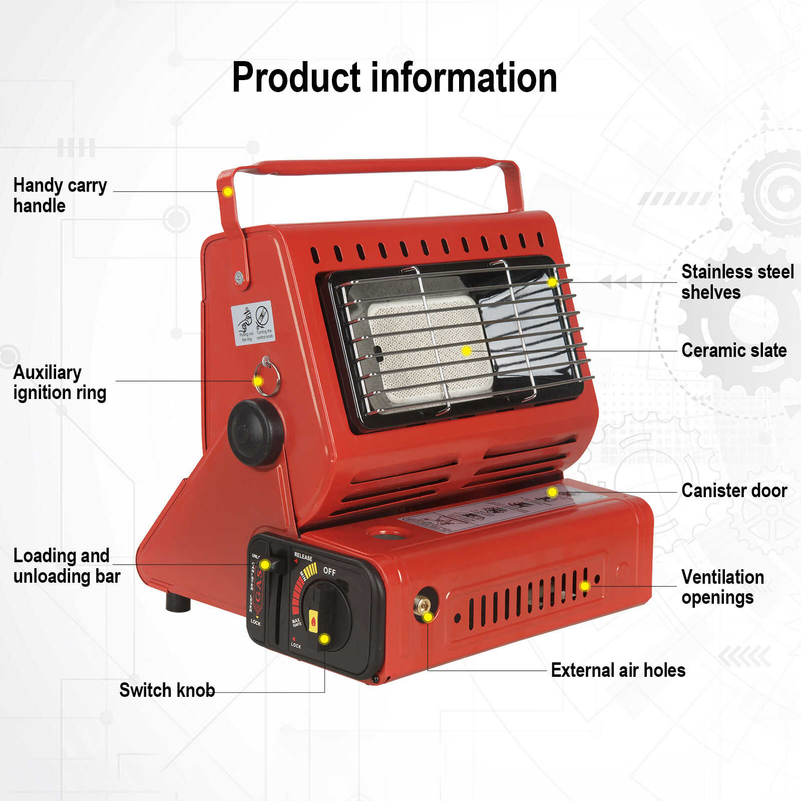 Portable Camping Gas Heater Outdoor Heating Stove Gas Baking Hunting Warmer AU RED