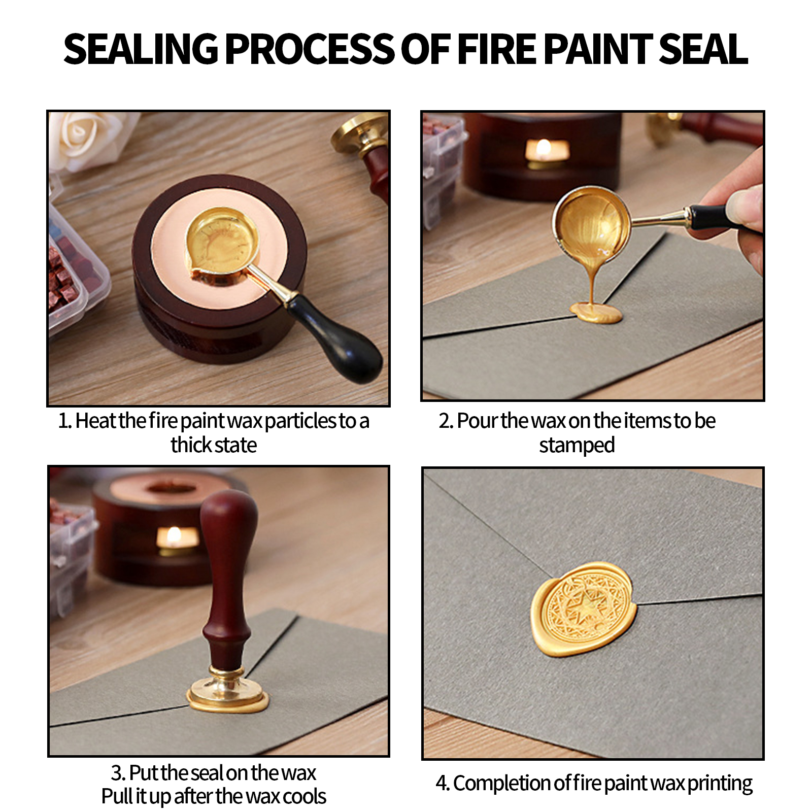 Vintage DIY Octagonal Sealing Wax Tablet Seal Stamp Wax Beads Wedding Invitation macaroncolor