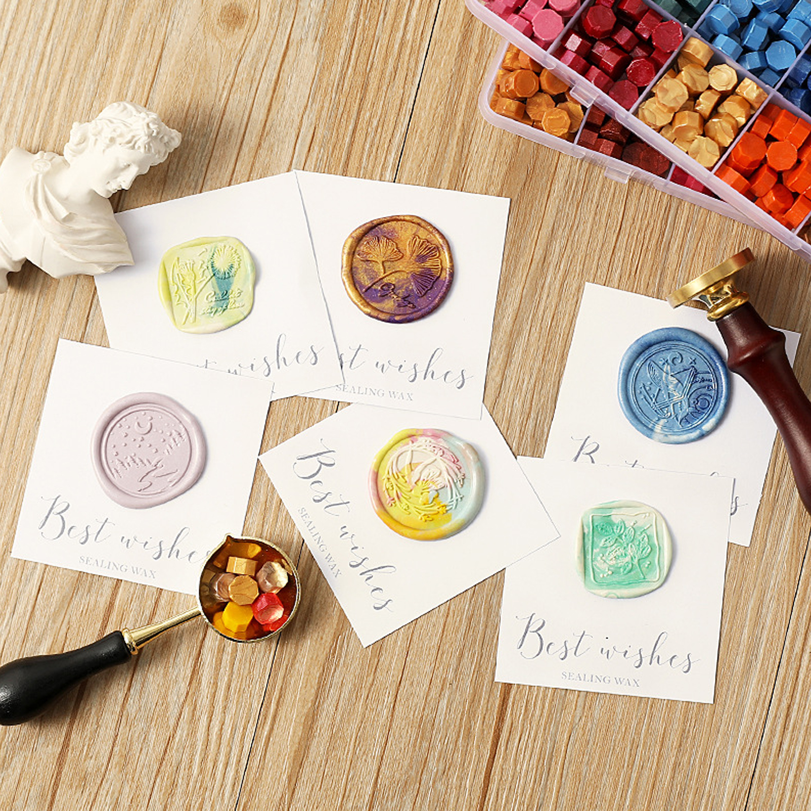Vintage DIY Octagonal Sealing Wax Tablet Seal Stamp Wax Beads Wedding Invitation macaroncolor