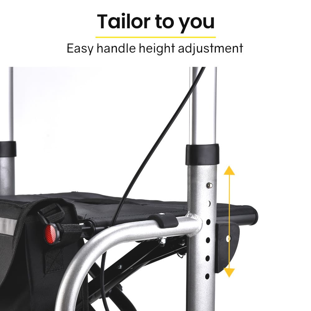 2-in-1 Folding Rollator Wheelchair Adjustable Mobility Walker Silver