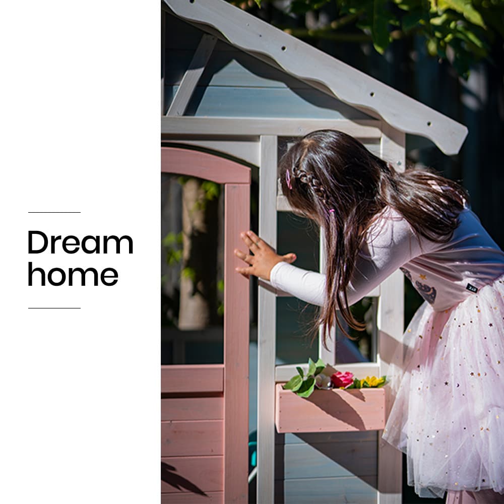 ROVO KIDS Cubby House, Outdoor Wooden DIY Timber Cottage Style Playhouse, for Children