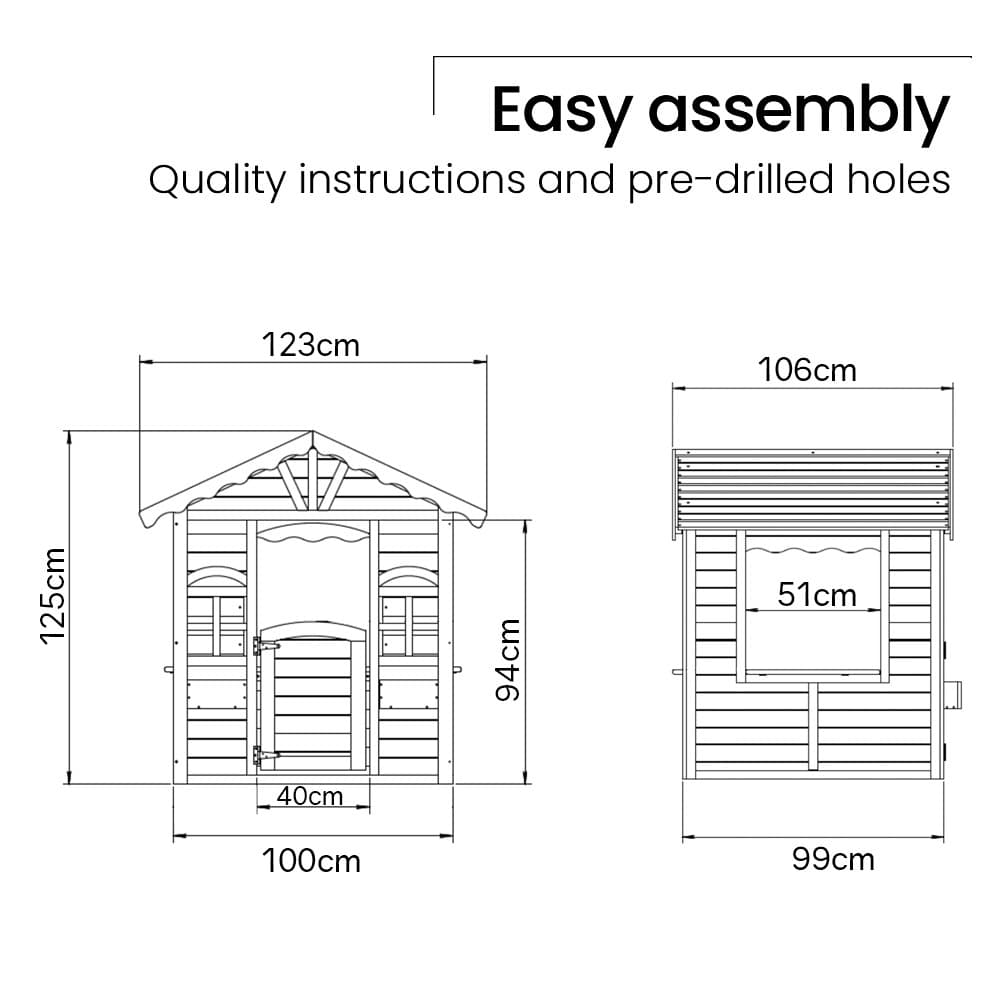 ROVO KIDS Cubby House, Wooden Outdoor DIY Timber Cottage Style Playhouse, for Children