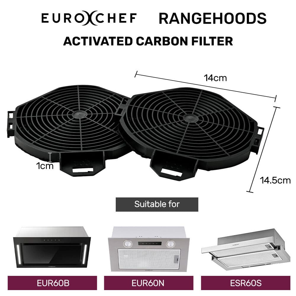 Rangehood Filter Set Replacement Activated Carbon Filters 14.5cm 2 Piece