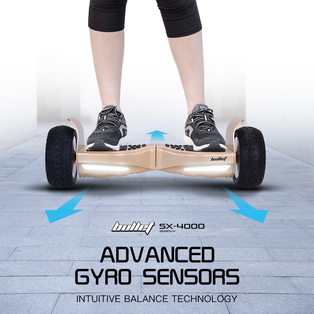 BULLET SX-4000 Hoverboard Scooter, 700W Brushless, UL Certified, AU Compliant, 8.5" Wheels, Superior Self Balancing System, LED Lights, Carry Bag, Bronze