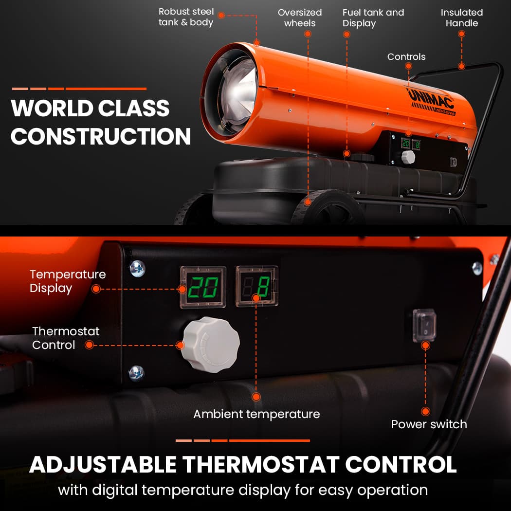 Industrial Diesel Space Heater 30KW Portable Fan Heater Compact Design for Warehouse Greenhouse Workshop