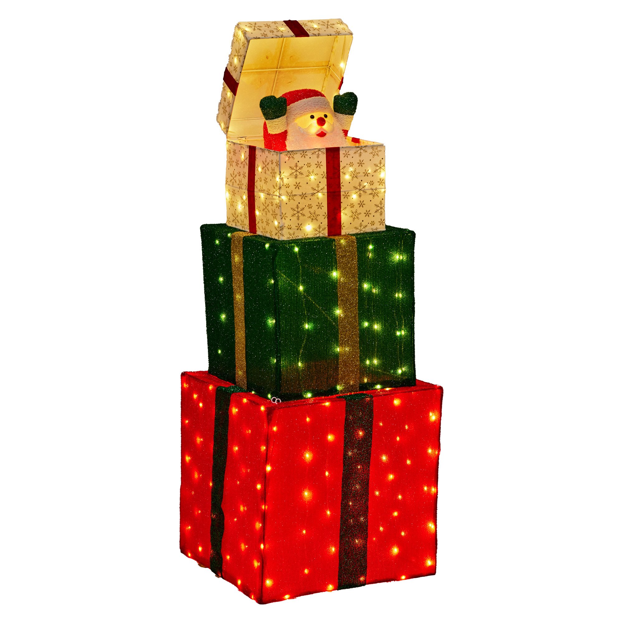 Christabelle 122cm Animated Present Stack Santa Led Lights Christmas Tree Decor