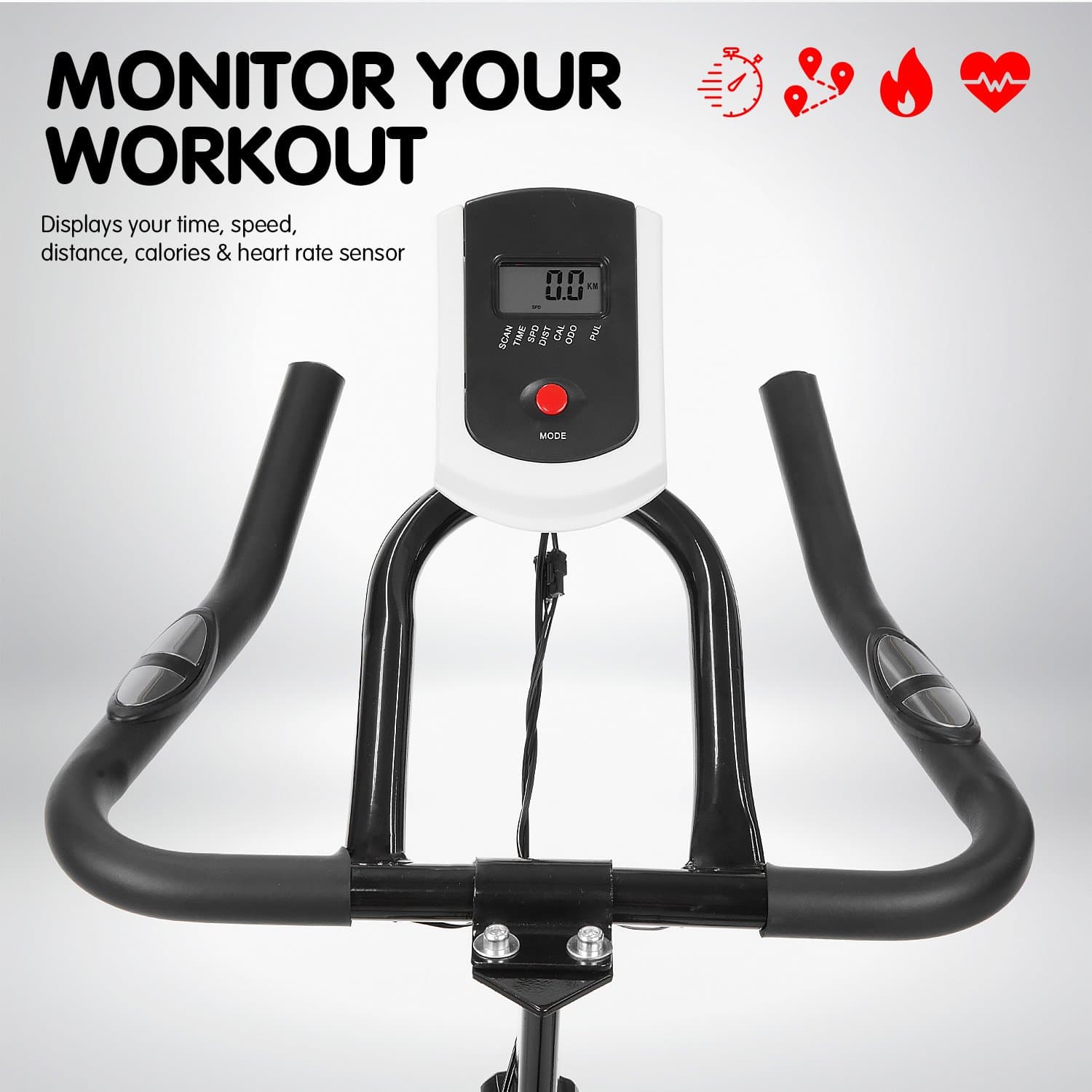 Exercise Bike Flywheel Home Gym Adjustable Seat LCD Display Blue