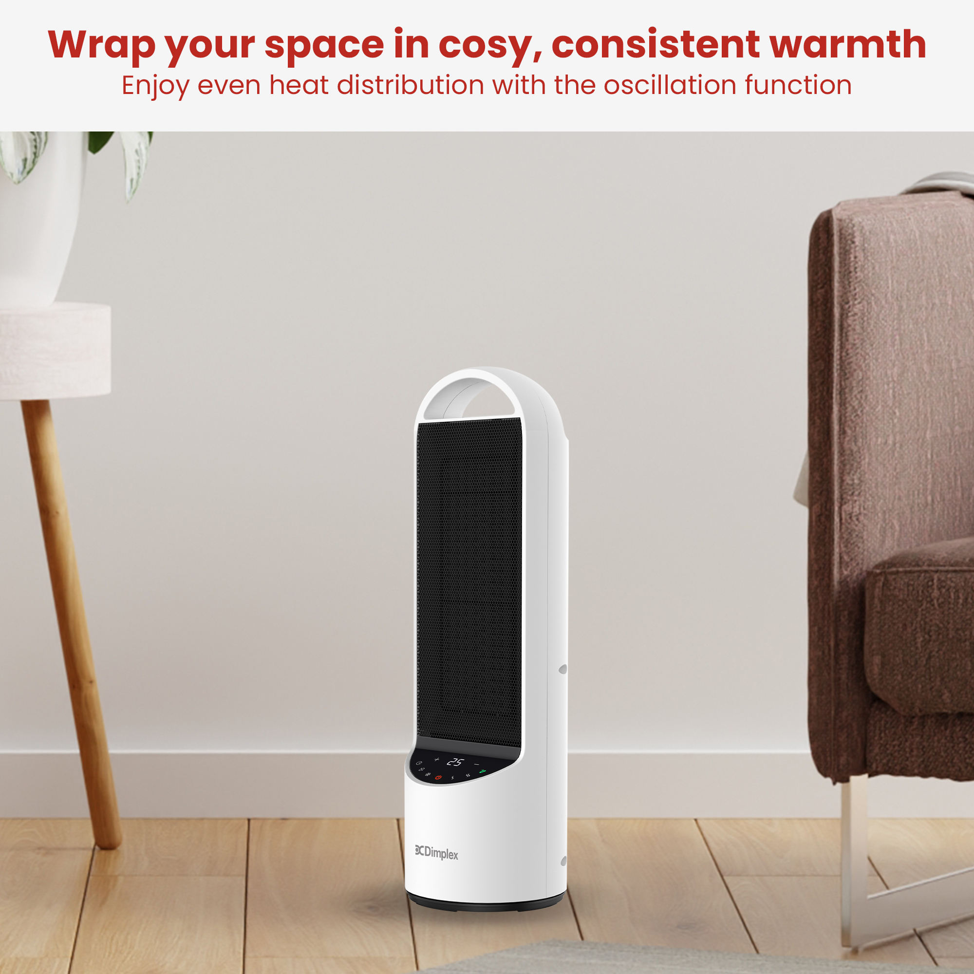 Dimplex 2kW Digital Ceramic Portable Space Heater, Quiet Oscillating Personal Electric Heater with Eco Mode