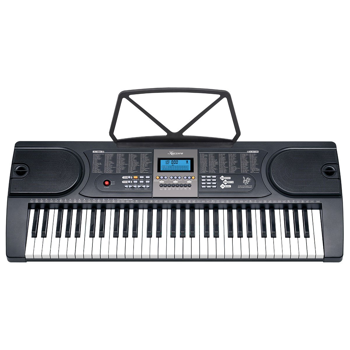 Karrera 61 Key Portable Electronic Keyboard Piano with Stand & Music Holder - Beginner Digital Piano, Black