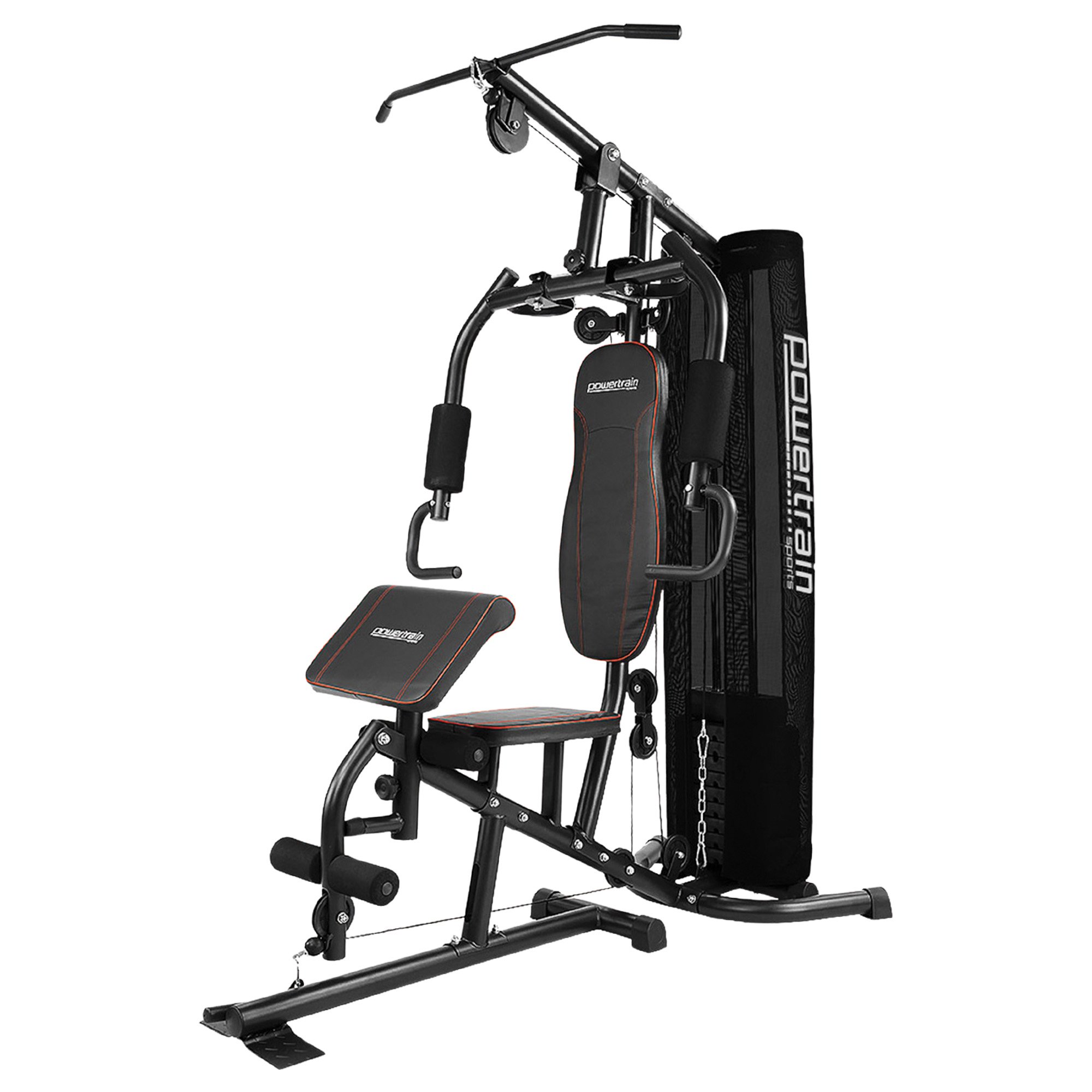 Powertrain Multi Station Home Gym 68kg Weight Stack All-in-One Fitness Workout Machine Lat Pulldown Preacher Curl