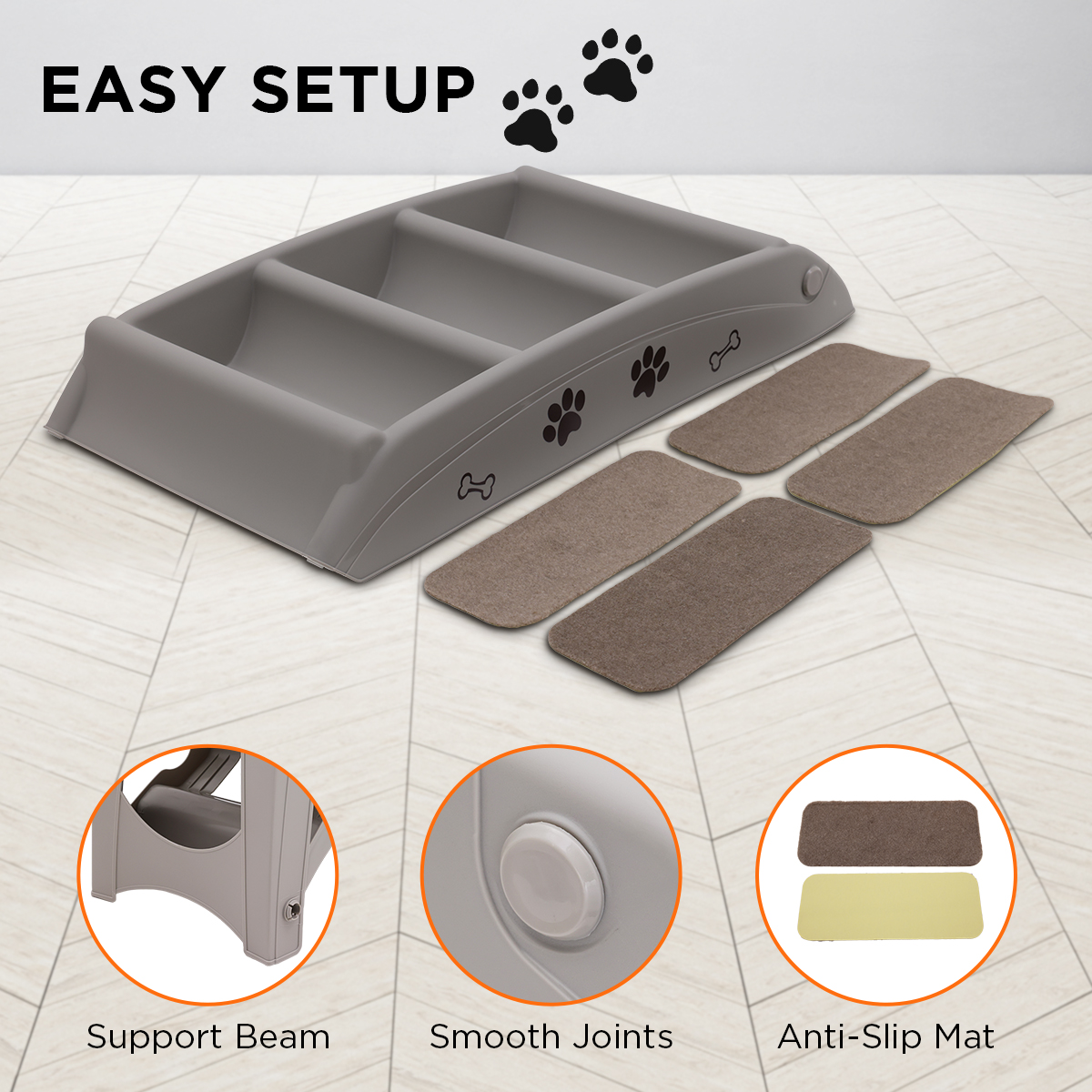 Furtastic Foldable Pet Stairs 50cm Non-Slip Dog Steps Portable Ladder Ramp for Small Dogs Cats High Bed Couch Car