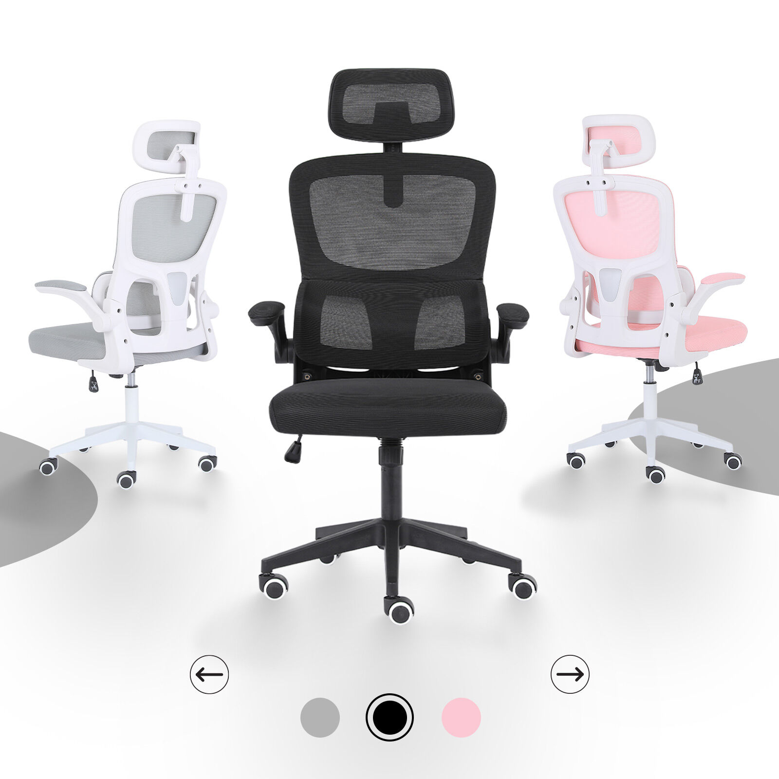 Work Office Chair - Lumber Support, Flip-up Armrest, Adjustable Headrest SITIO - Black