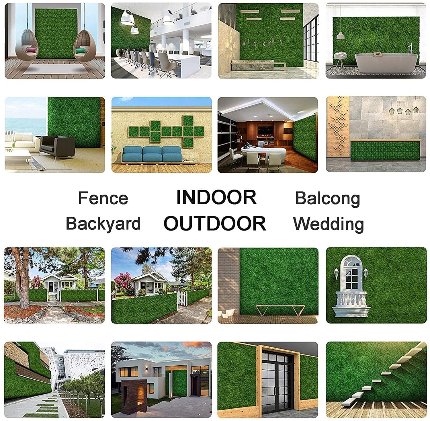 Artificial Plant Wall Grass Panels Vertical Garden 1X1M Green