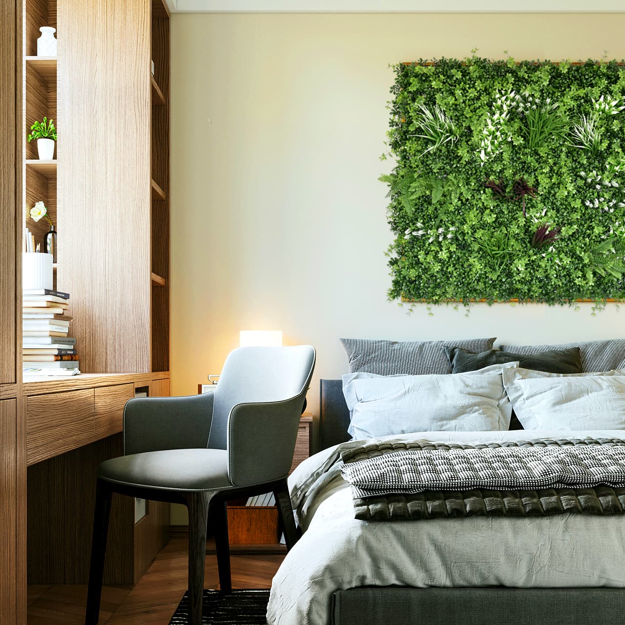 Artificial Plant Wall Grass Panels Vertical Garden Foliage Tile 1X1M Green