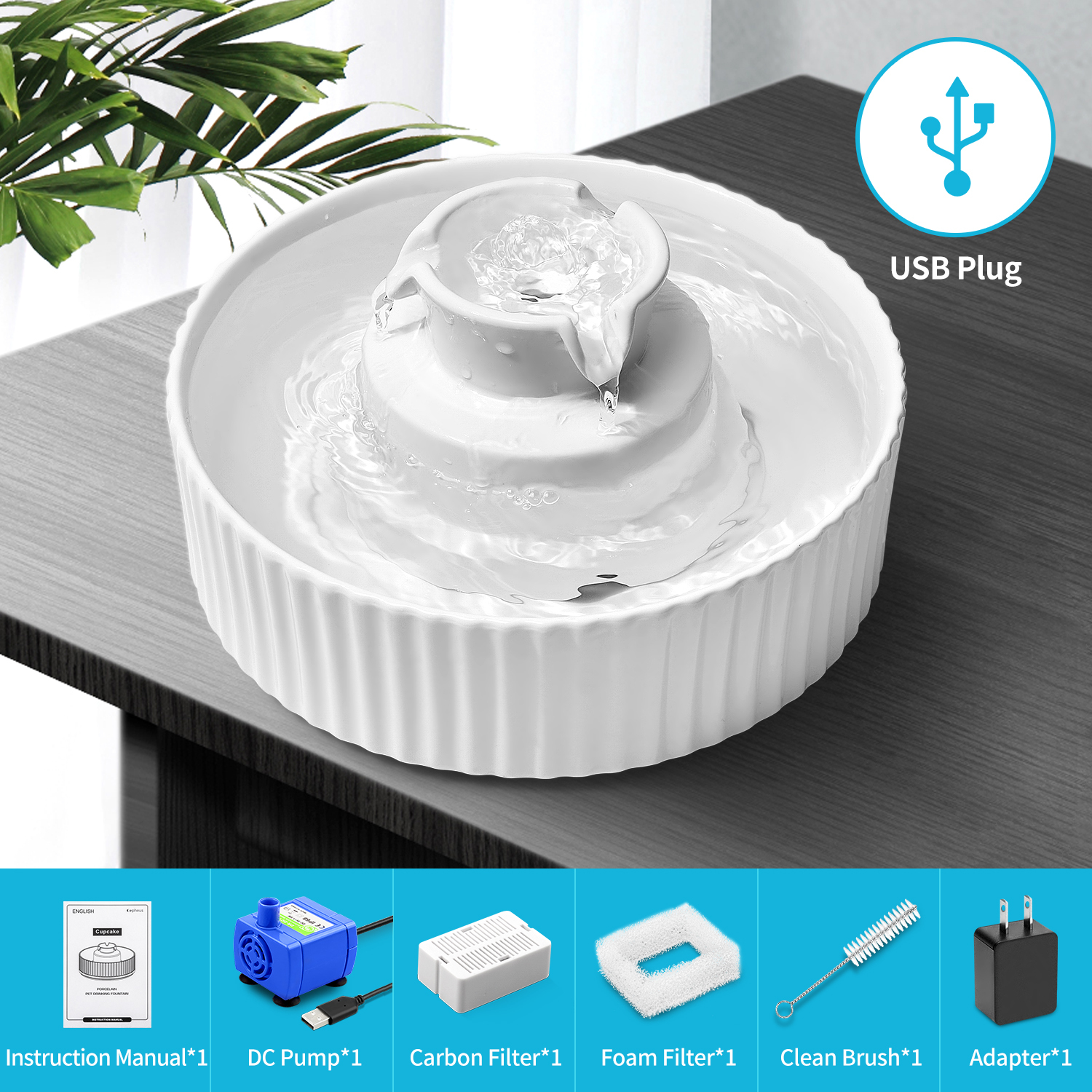 YES4PETS 16 x Pet Dog Cat Water Fountain Replacement Filters Activated Carbon Filtration Automatic Water Dispenser