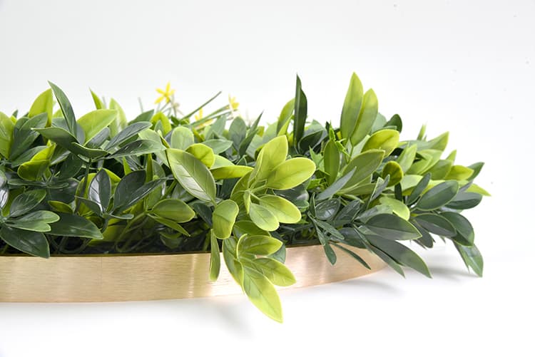 YES4HOMES Artificial Green Wall Plant Garden Panel Daffodil Smile Disc Art 50cm Grassy UV Resistant Frame