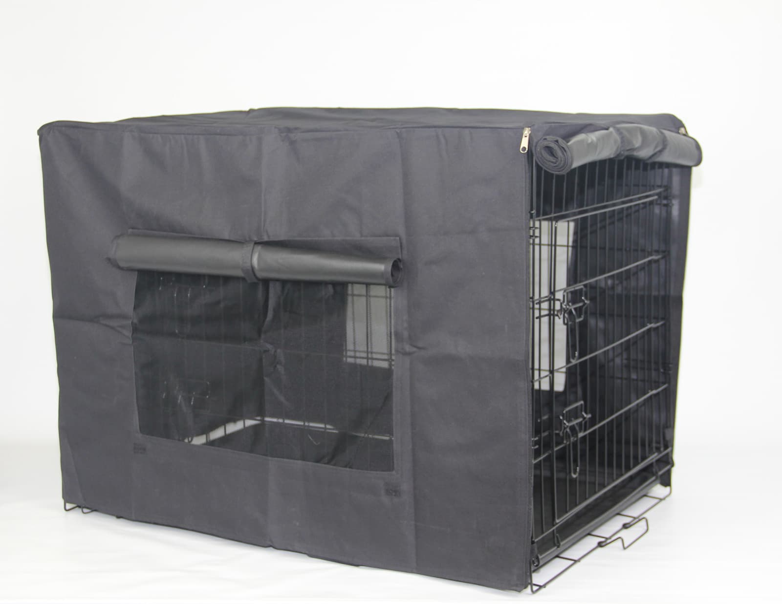 Foldable Pet Crate Collapsible Dog Cat Rabbit Cage 24 Inch Black with Cover