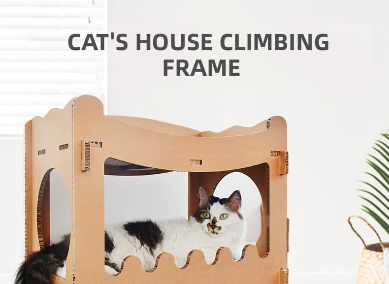Cat Scratcher Cardboard House Double Storey Natural