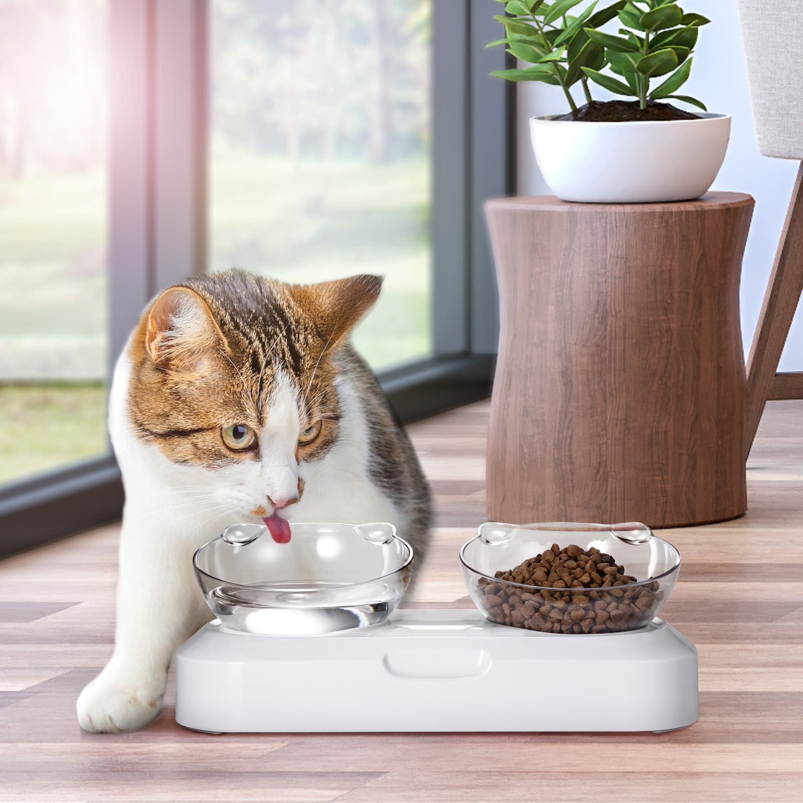 Pet Bowl Water Bowl Portable Anti Slip Skid Feeder 124mm Non Toxic