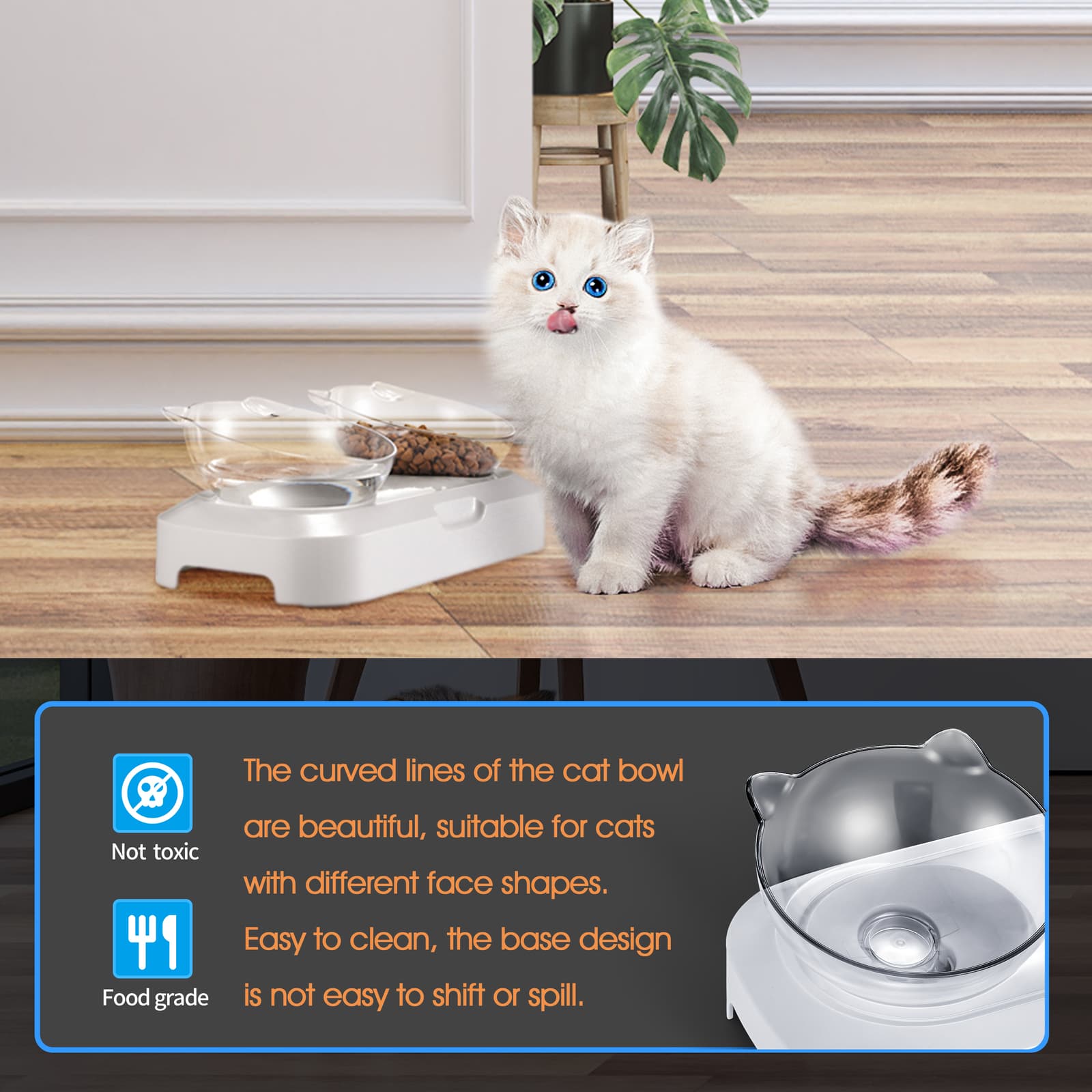 Pet Bowl Water Bowl Portable Anti Slip Skid Feeder 124mm Non Toxic