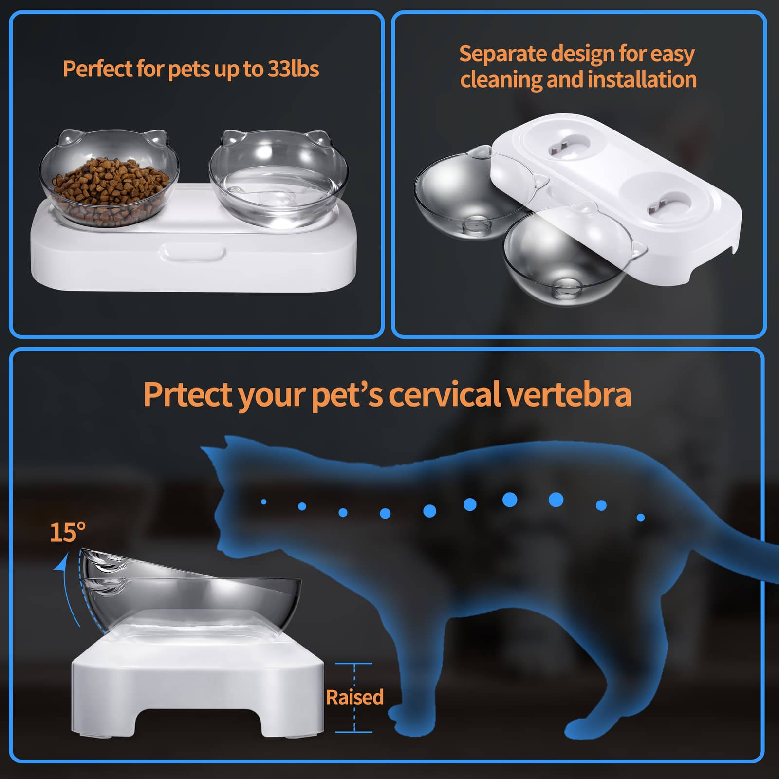 Pet Bowl Water Bowl Portable Anti Slip Skid Feeder 124mm Non Toxic