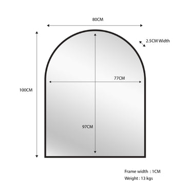 Black Metal Arch Mirror - Small 80cm x 100cm