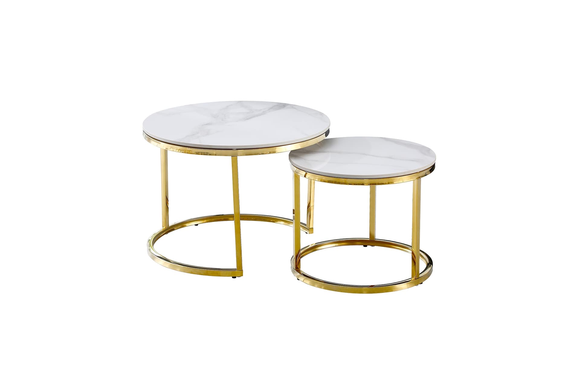Nesting Coffee Table Modern Design White on Gold 60cm 45cm