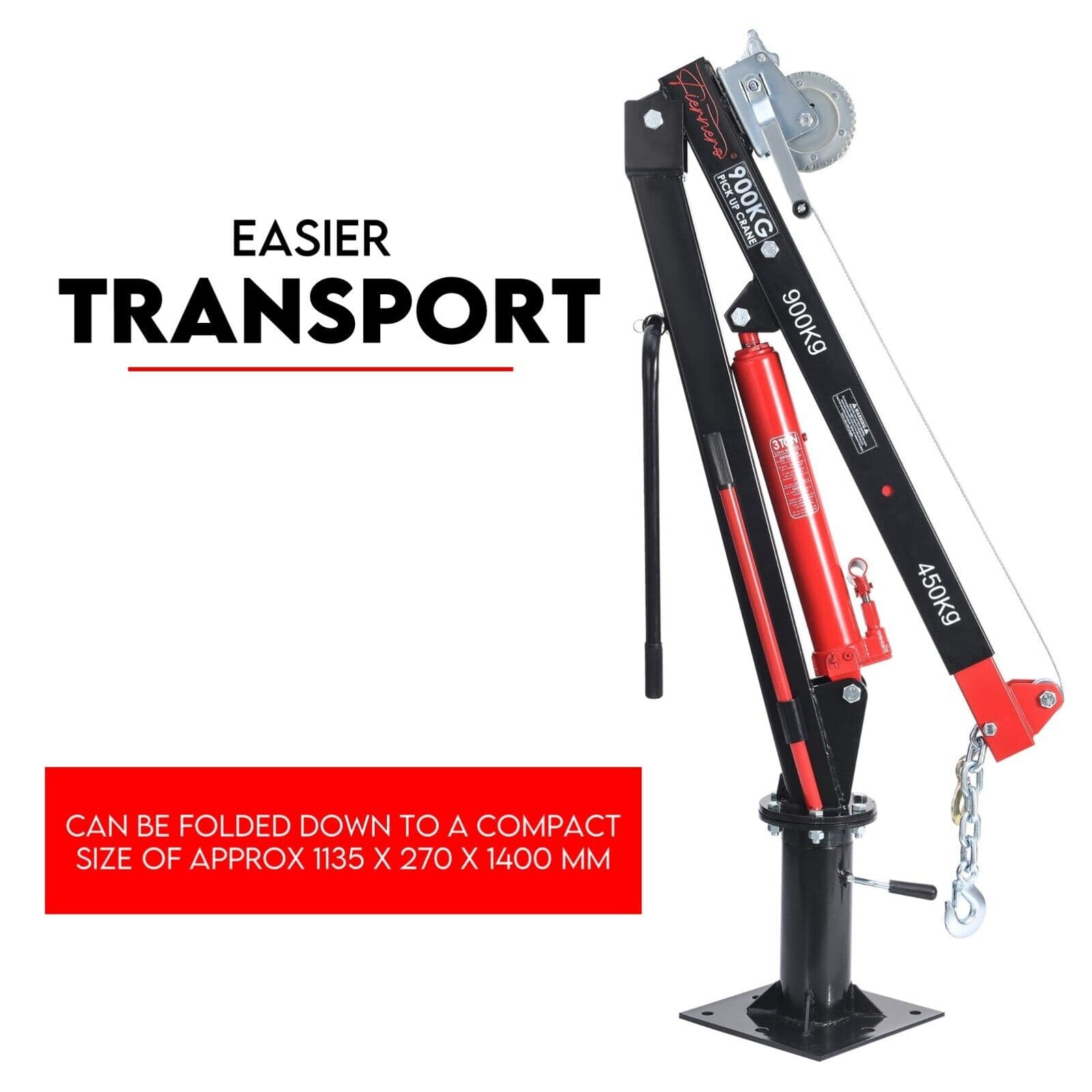 Hydraulic Crane 900kg Swivel Pickup Truck Trailer Lift Hoist